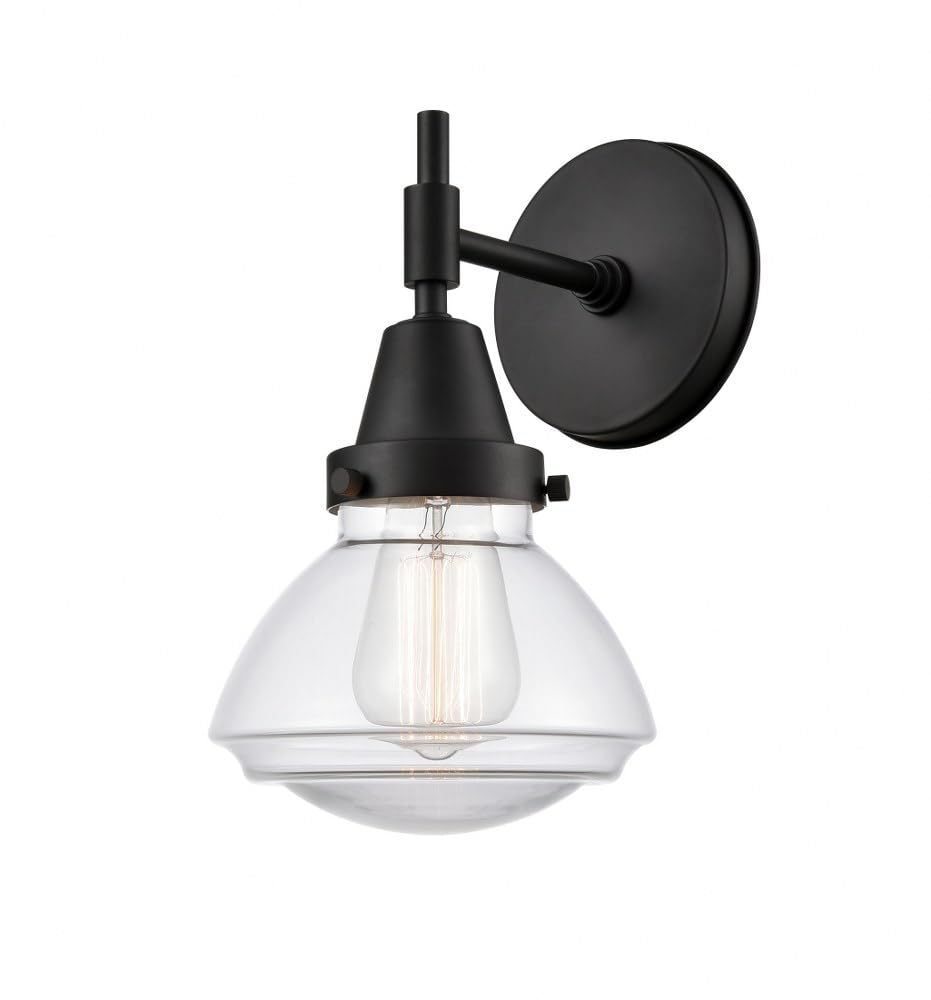 Innovations 447-1W-BK-G322 Modern Black Wall Sconce Light Fixture - Perfect for Bedroom, Hallway, and Living Room Lighting
