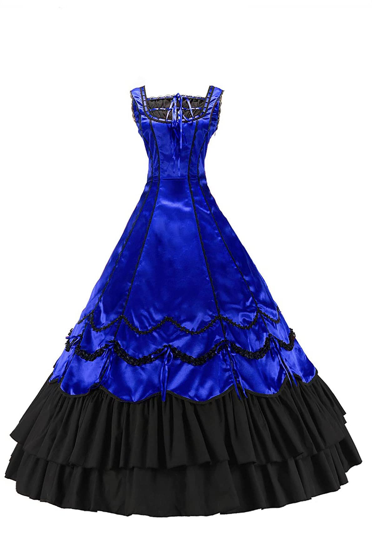 Elegant Civil War Gothic Southern Belle Satin Evening Dress - Vintage Sleeveless Gown for Historical Reenactments, Costume Parties & Themed Events