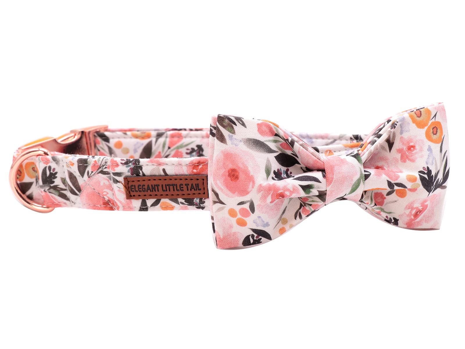 Pink Floral Dog Collar with Adjustable Bow Tie - Elegant Soft Pet Collar for Large Dogs | Perfect for Special Occasions, Photo Shoots & Daily Walks