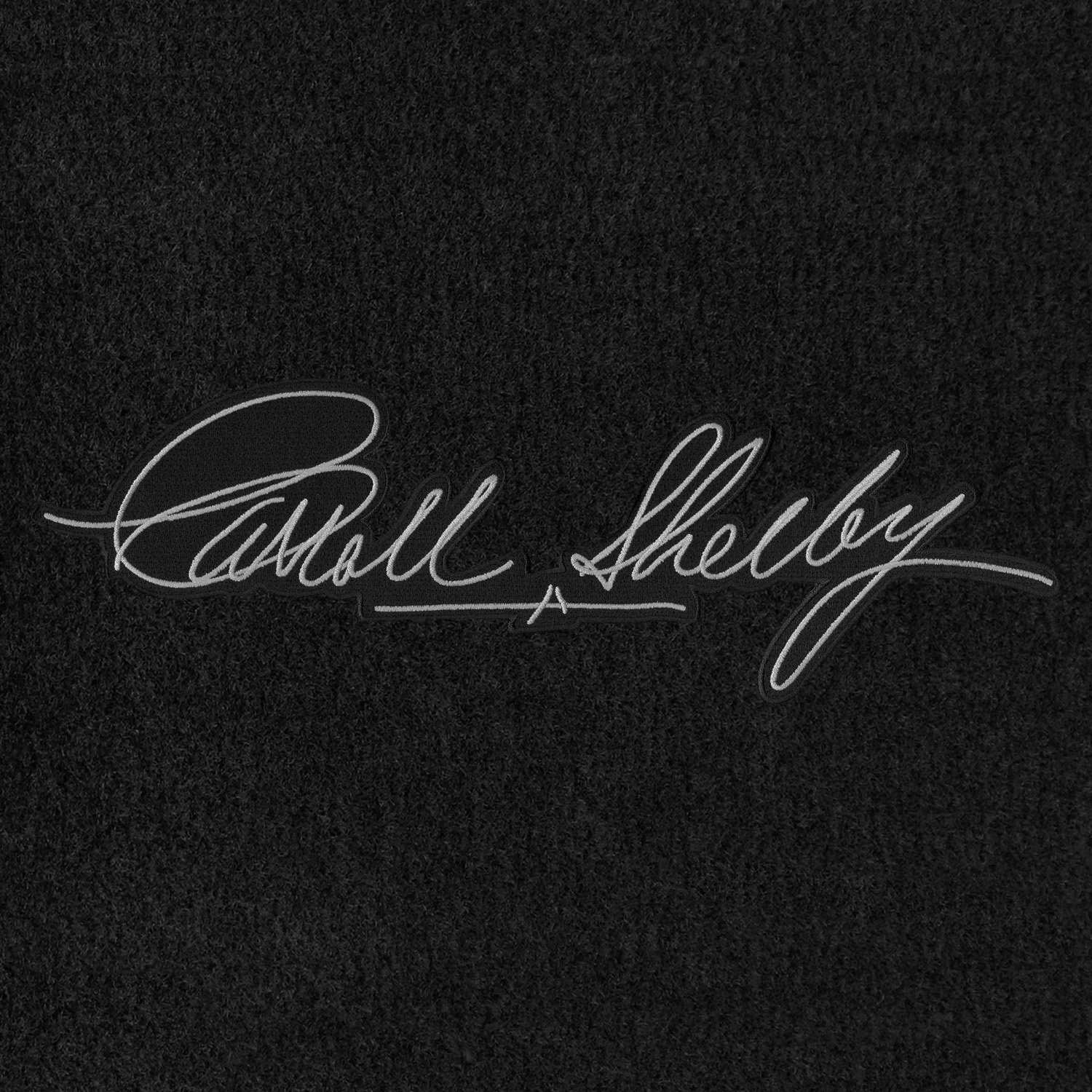 Lloyd Mats Velourtex Ebony Front Floor Mats for 1965-1970 Mustang Shelby with Silver Carroll Shelby Signature - Premium Car Floor Protection for Classic Muscle Cars