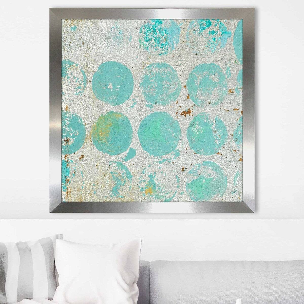 Aqua Circles I (Square) Acrylic Wall Art Print - Modern Abstract Home Decor for Living Room, Bedroom & Office