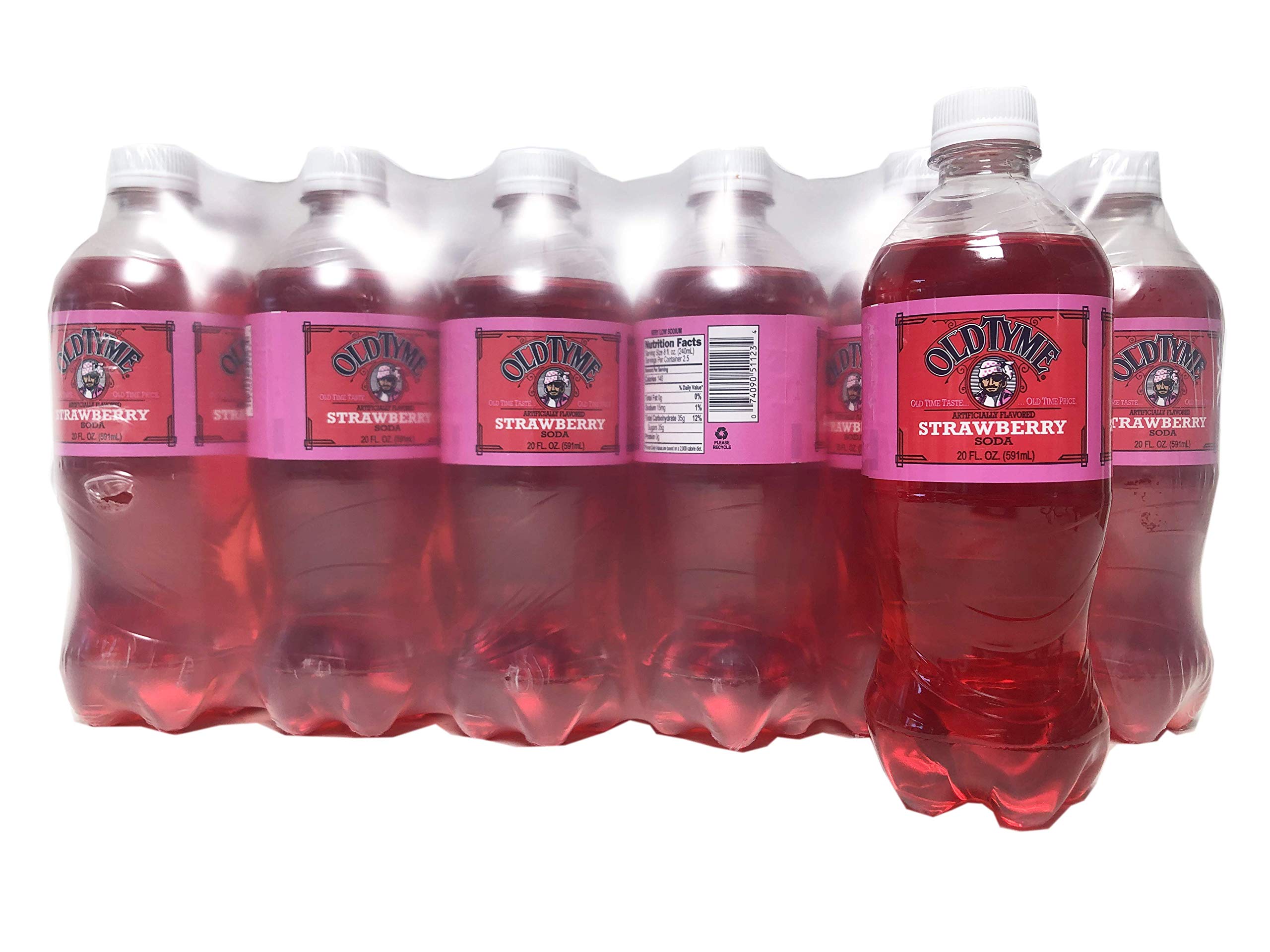 Old Tyme Strawberry Soda - 24 Pack of 20oz Glass Bottles | Retro Flavored Soft Drink for Parties, BBQs & Nostalgic Treats