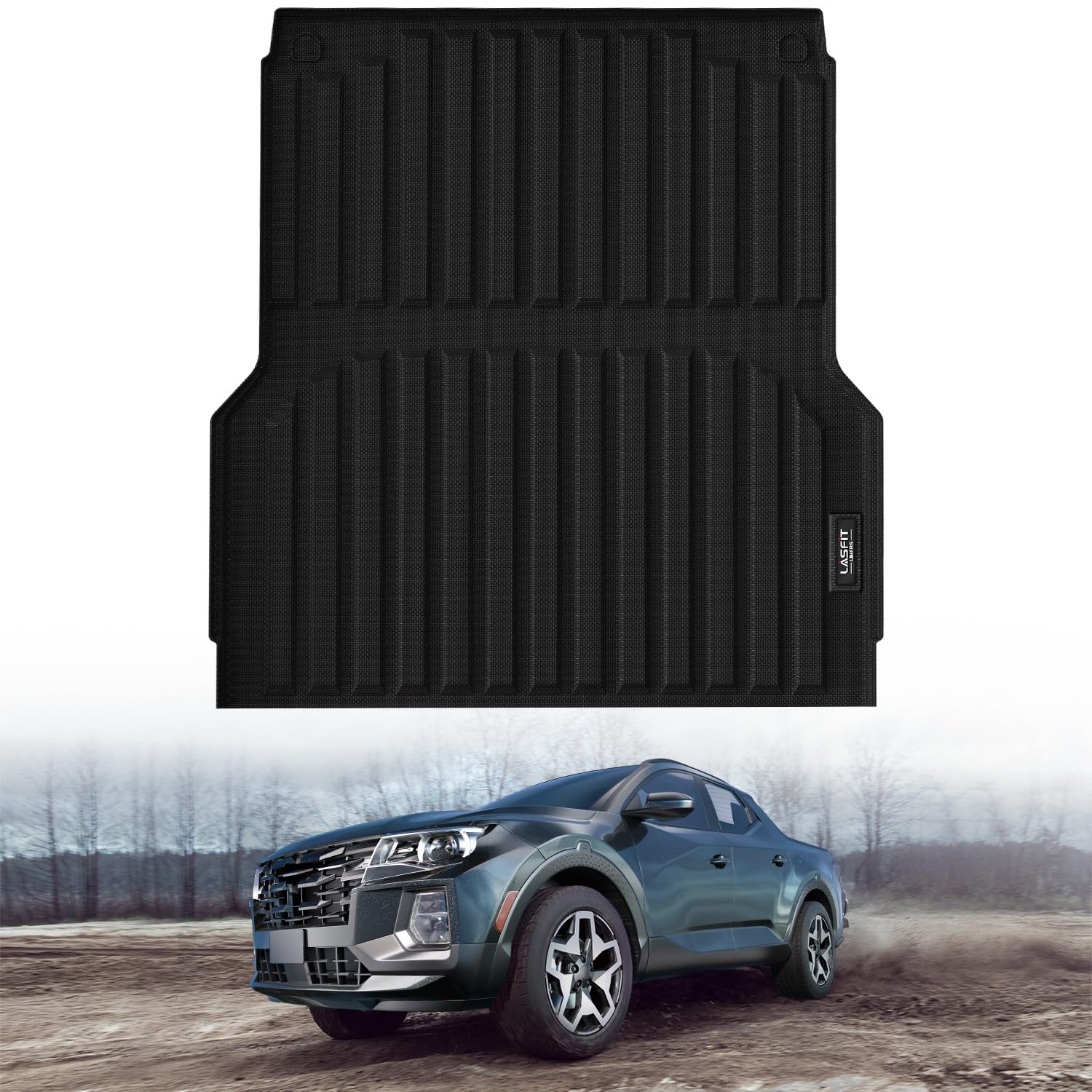 LASFIT Custom Fit TPE All Weather Truck Bed Liner for Hyundai Santa Cruz 2022-2025 (4.3FT/52.1inches) - Durable Black Bed Mat for Pickup Trunk Protection | Perfect for Hauling, Camping & Outdoor Adventures