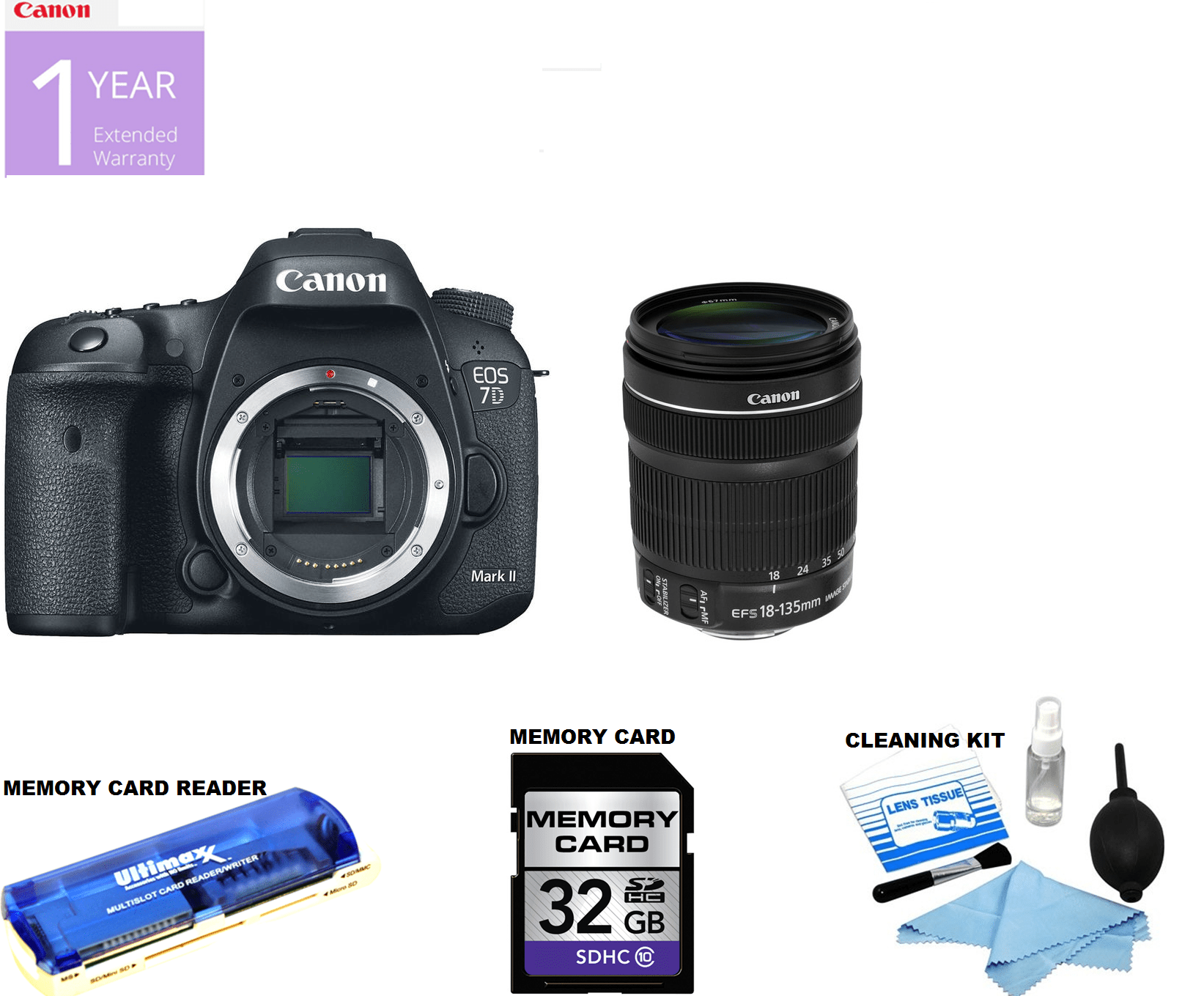 Canon EOS 7D Mark II DSLR Camera with 18-135mm Lens Kit - Professional Digital Photography for Travel, Sports & Wildlife - USA Version