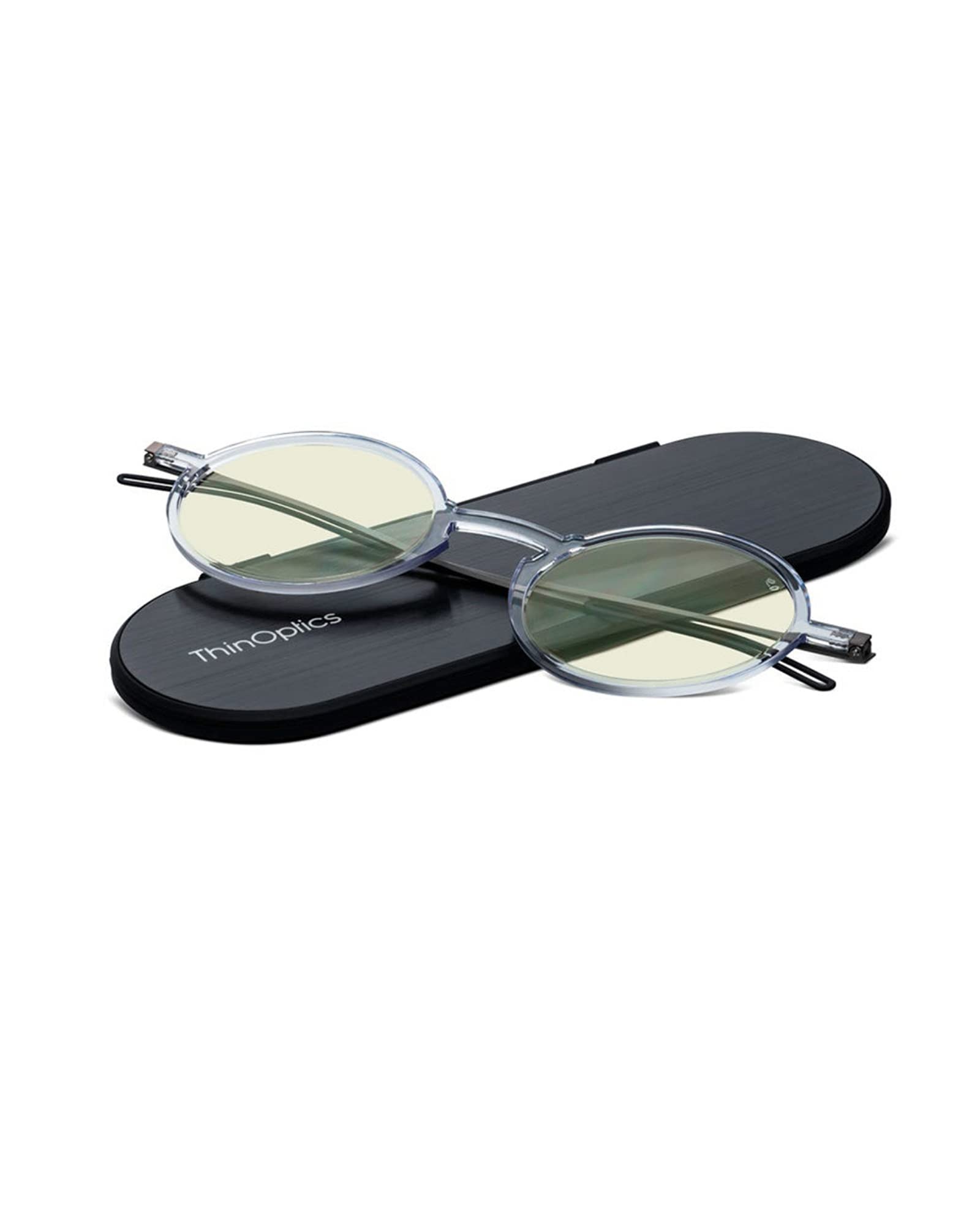 ThinOptics Manhattan Blue Light Blocking Glasses - Anti Eye Strain Round Reading Glasses for Computer & Phone Use - Perfect for Office, Gaming & Nighttime Screen Time