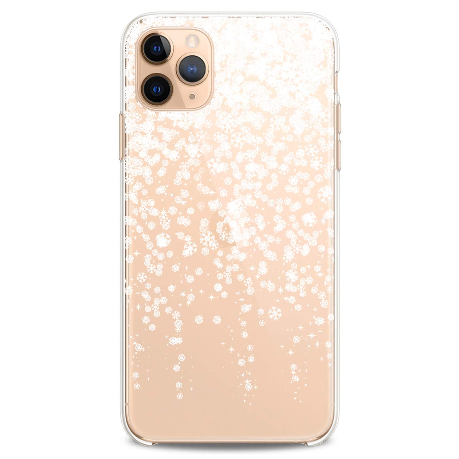 Premium TPU Phone Case for iPhone 16/15/14/13/12/11 Pro Max/Plus/Mini/XS/XR/X/8/7/6/SE - Flexible Silicone Protective Cover with Winter Snowflake & Star Design in Frost White - Perfect for Everyday Use, Office & Holiday Gifting