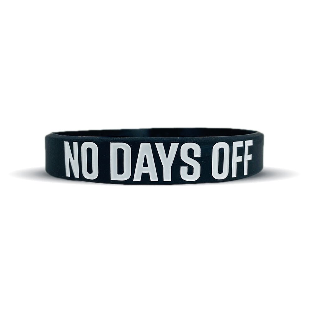 No Days Off Motivational Wristband - Inspirational Silicone Bracelet for Fitness, Workout & Daily Motivation - Perfect for Gym, Running & Sports
