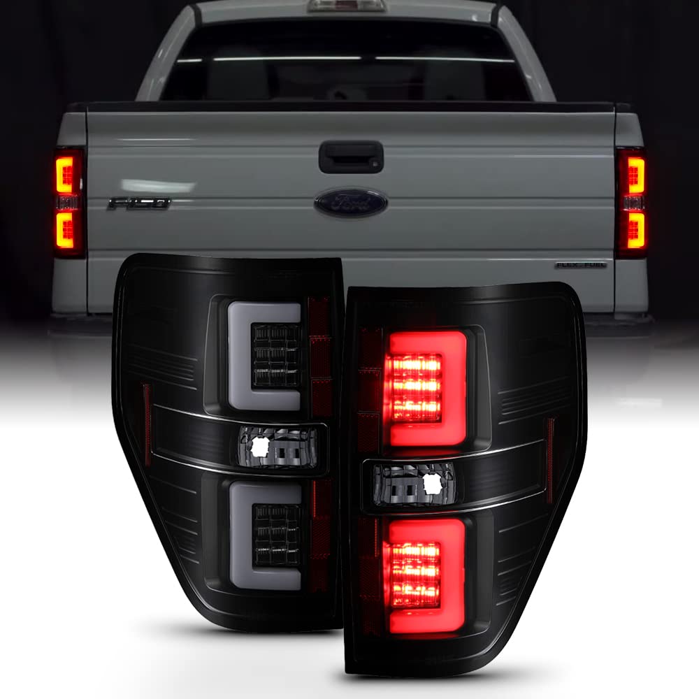 ACANII Black Smoke LED Tube Tail Lights Brake Lamps V2 for 2009-2014 Ford F150 Styleside Pickup Truck - Driver & Passenger Side - Upgrade Your Nighttime Visibility & Style for Safer Driving
