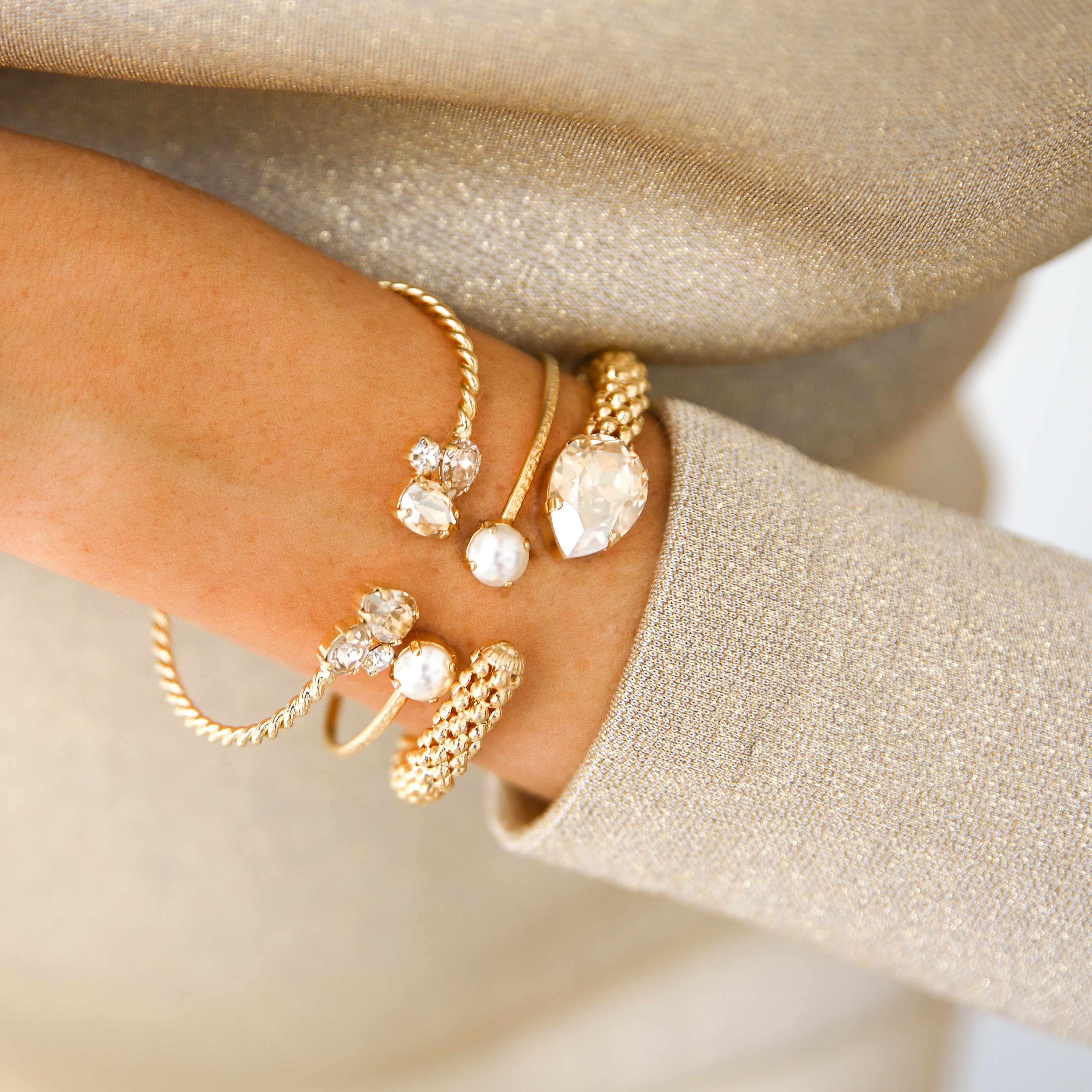 Alisia Gold-Tone Bracelet Set - Elegant Stackable Jewelry for Women, Perfect for Parties, Weddings & Everyday Wear