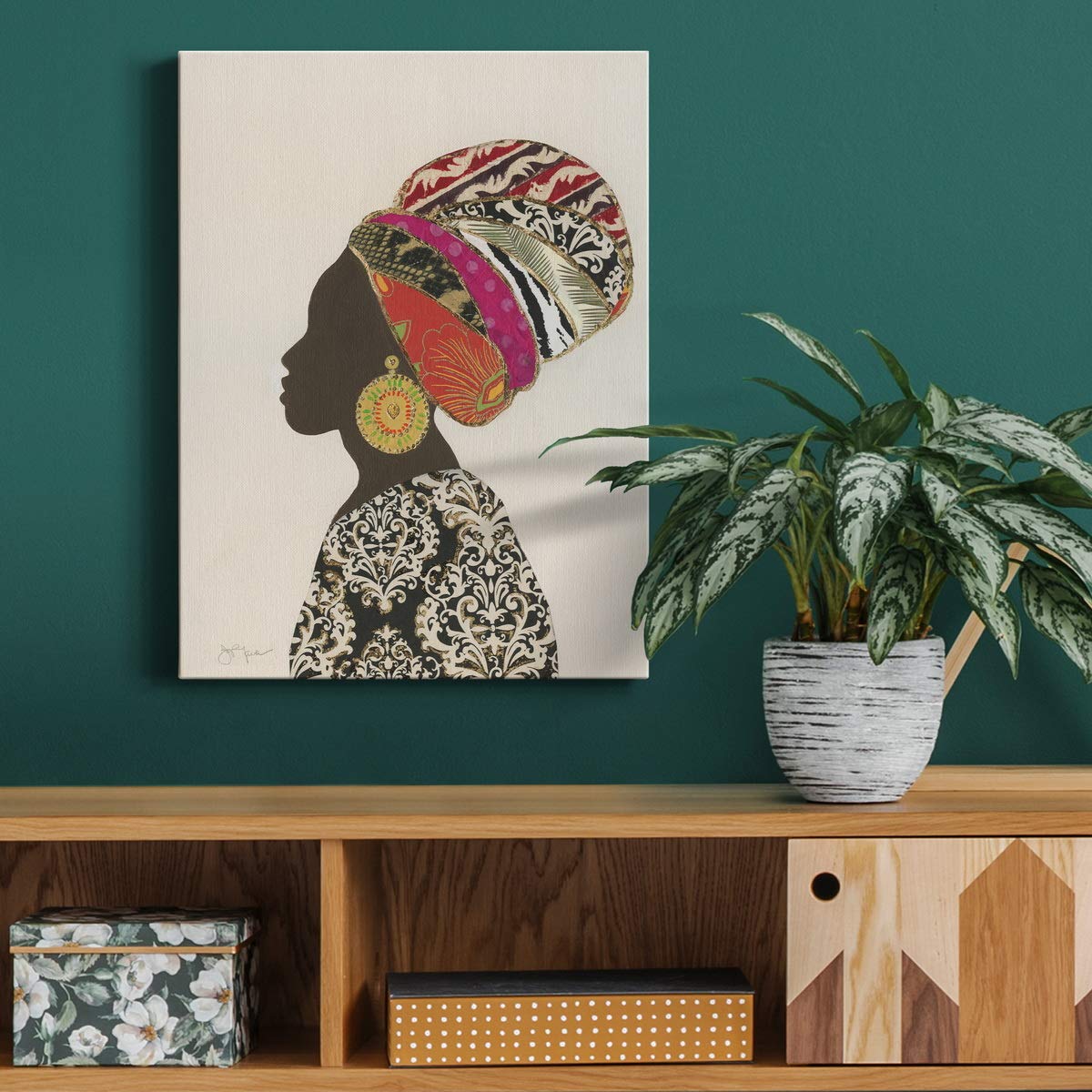 Abstract African Wall Art Canvas - Traditional African Silhouette Woman Painting for Living Room, Bedroom & Kitchen Decor - 36x48 Inch Modern Home Decor - Perfect for Boho, Ethnic & Contemporary Interior Design Styles