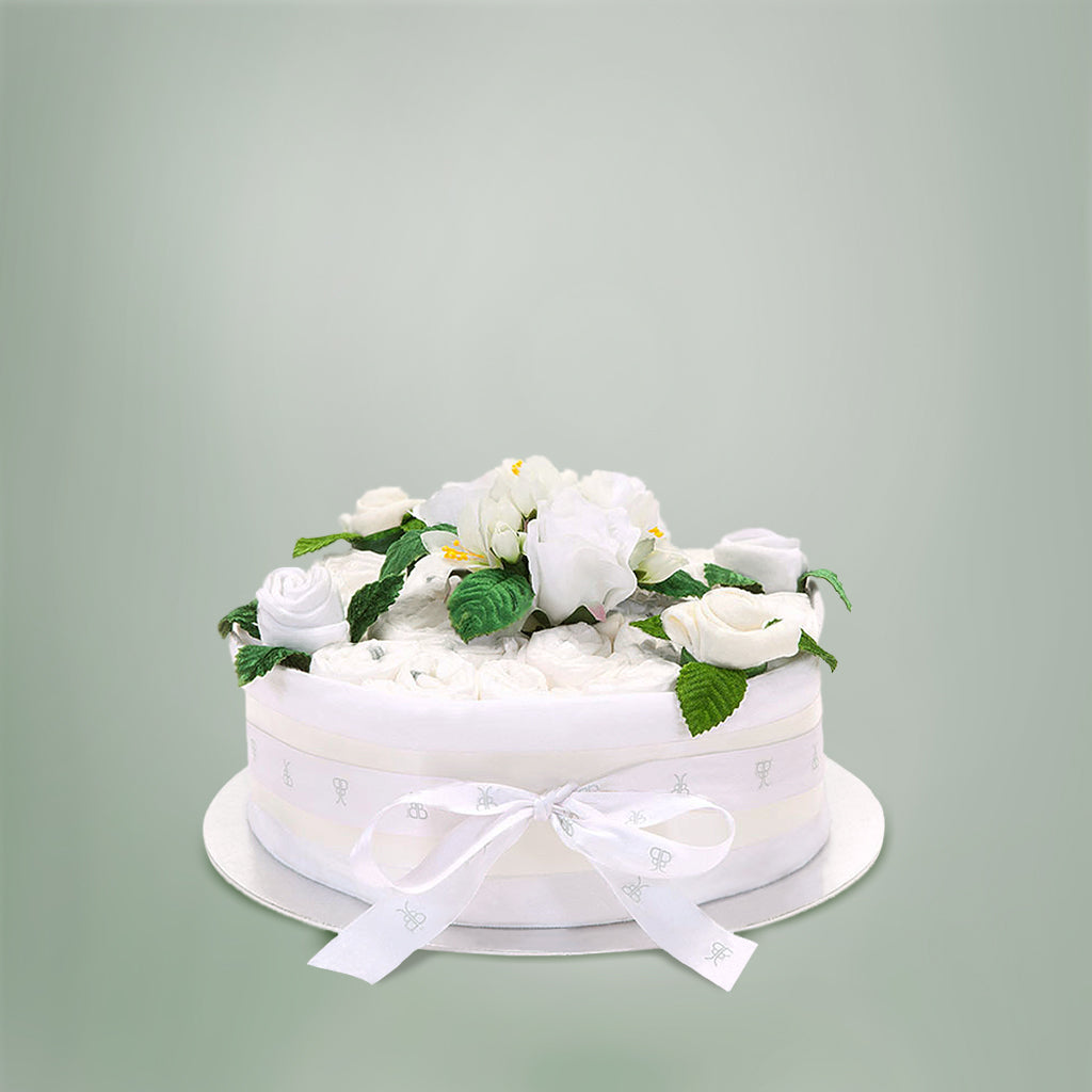 Gender Neutral One Tier Nappy Cake - Perfect Baby Shower Gift for Newborns & Nursery Decor