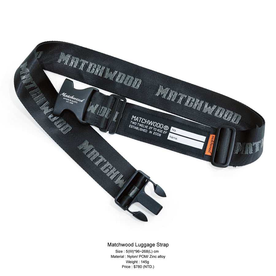MATCHWOOD Black Luggage Strap (145g) - Secure Travel Bag Belt for Suitcases, Backpacks & Duffel Bags - Durable Adjustable Straps for Airplane, Train & Road Trips
