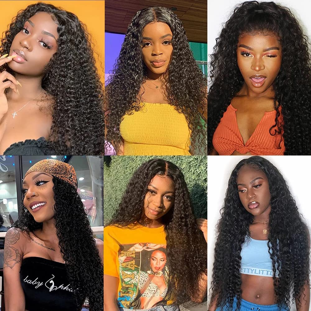 34 Inch Long Brazilian Virgin Human Hair Wig - Water Wave Lace Front Wigs with 180% Density & 4X4 Curly Lace Closure | Glueless Pre-Plucked with Baby Hair | Natural Black | Perfect for Daily Wear, Cosplay, and Special Occasions