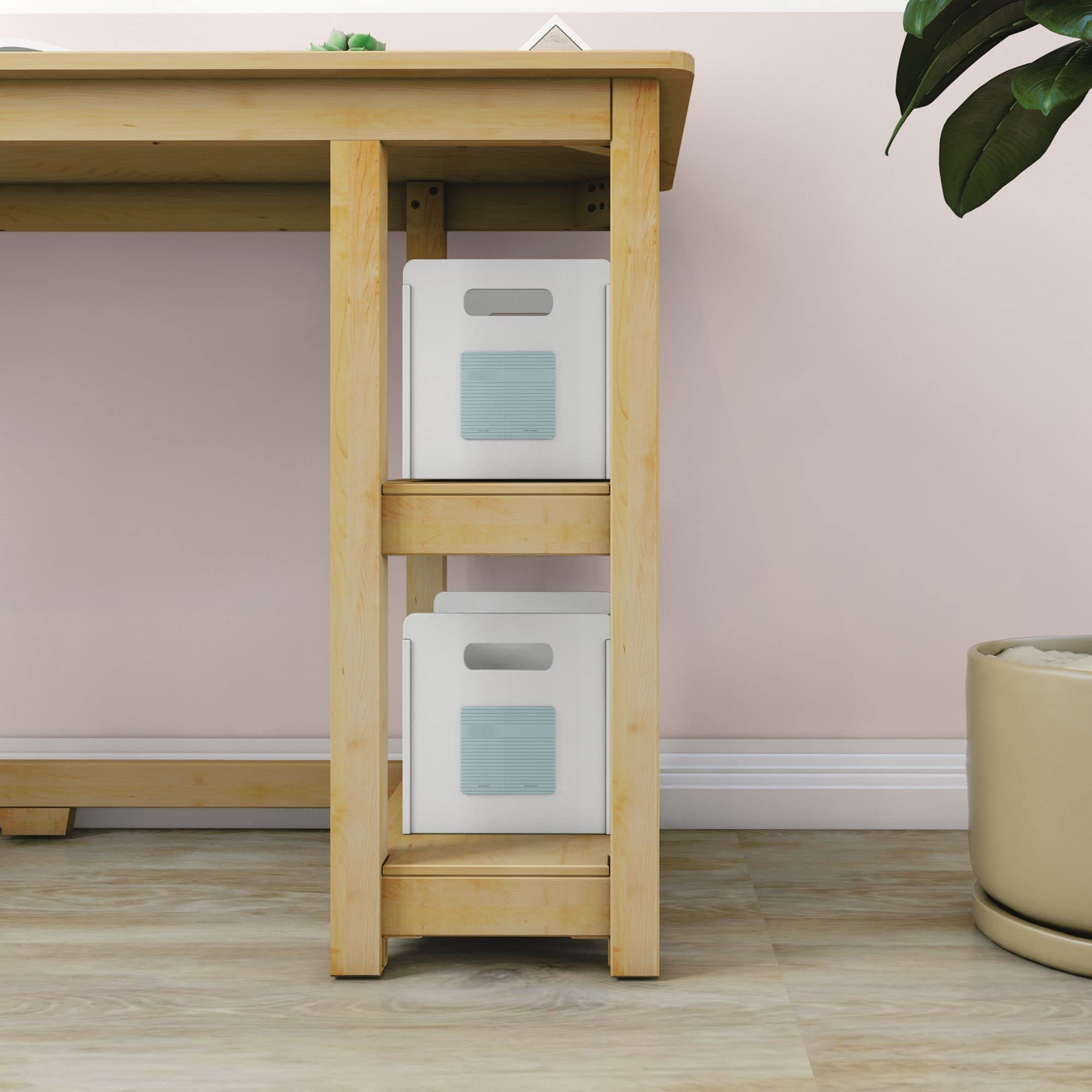 Max & Lily 47-Inch Solid Wood Desk with Shelves - Natural Wood Study Desk for Home Office, Kids Room, and Dorm - Perfect for Studying, Working, and Organizing