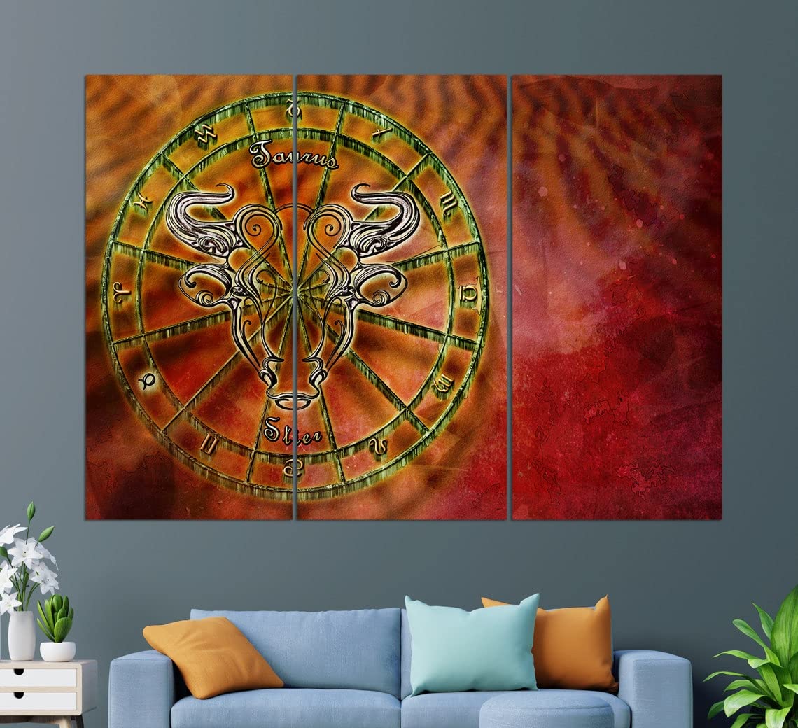 Taurus Zodiac Sign Canvas Print - Astrology Wall Art Decor for Home & Office - Perfect Gift for Taurus Birthday, Housewarming & Spiritual Decor