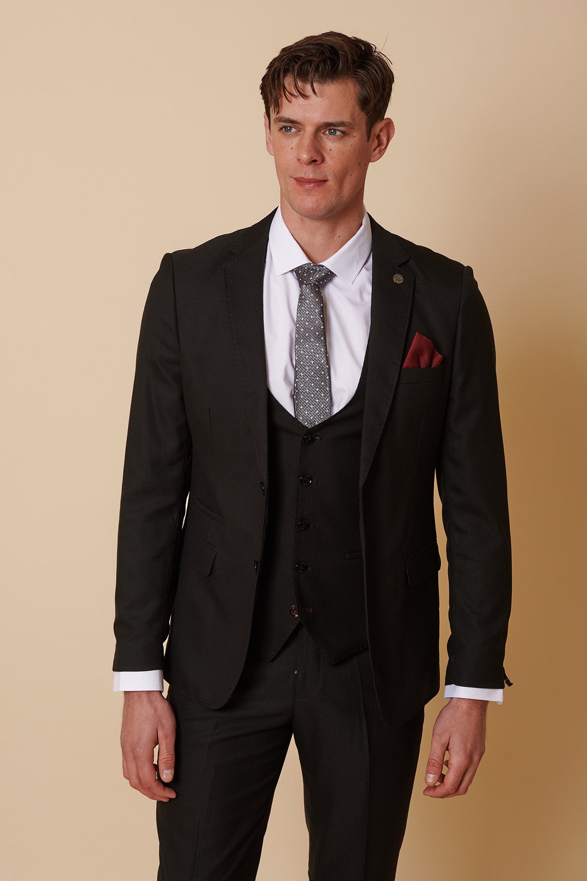 Premium Black Three-Piece Suit for Men - Slim Fit Single Breasted Waistcoat & Formal Trousers | Perfect for Weddings, Business Meetings & Special Occasions