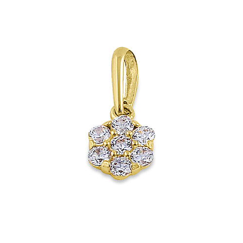 14K Yellow Gold Small Flower Cluster CZ Pendant Necklace for Women - Elegant Cubic Zirconia Floral Jewelry Gift for Birthday, Anniversary & Valentine's Day