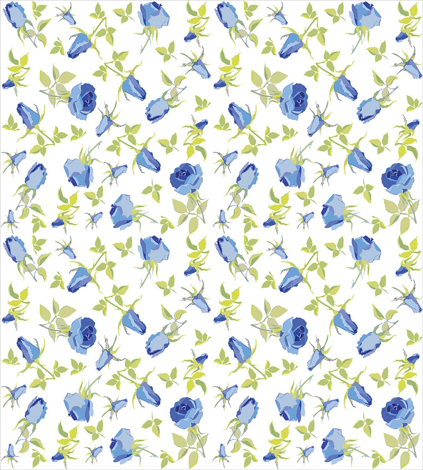 Ambesonne Green Floral Duvet Cover Set - Abstract Rose Design 3-Piece Bedding (California King) | Romantic Valentine's Day Inspired Blue Pale Green White Pattern | Perfect for Master Bedroom, Guest Room & Bohemian Home Decor