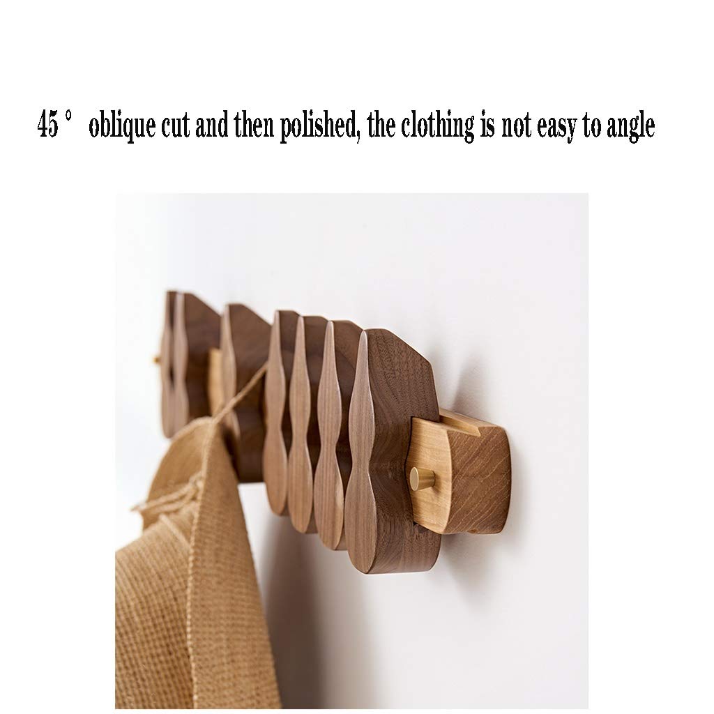 Wall Mounted Wooden Coat Rack with 2 Metal Hooks & 7 Removable Hooks - Space Saving Entryway Organizer for Hallway, Porch, Bedroom, Balcony - Perfect for Hanging Coats, Bags, Hats & Accessories