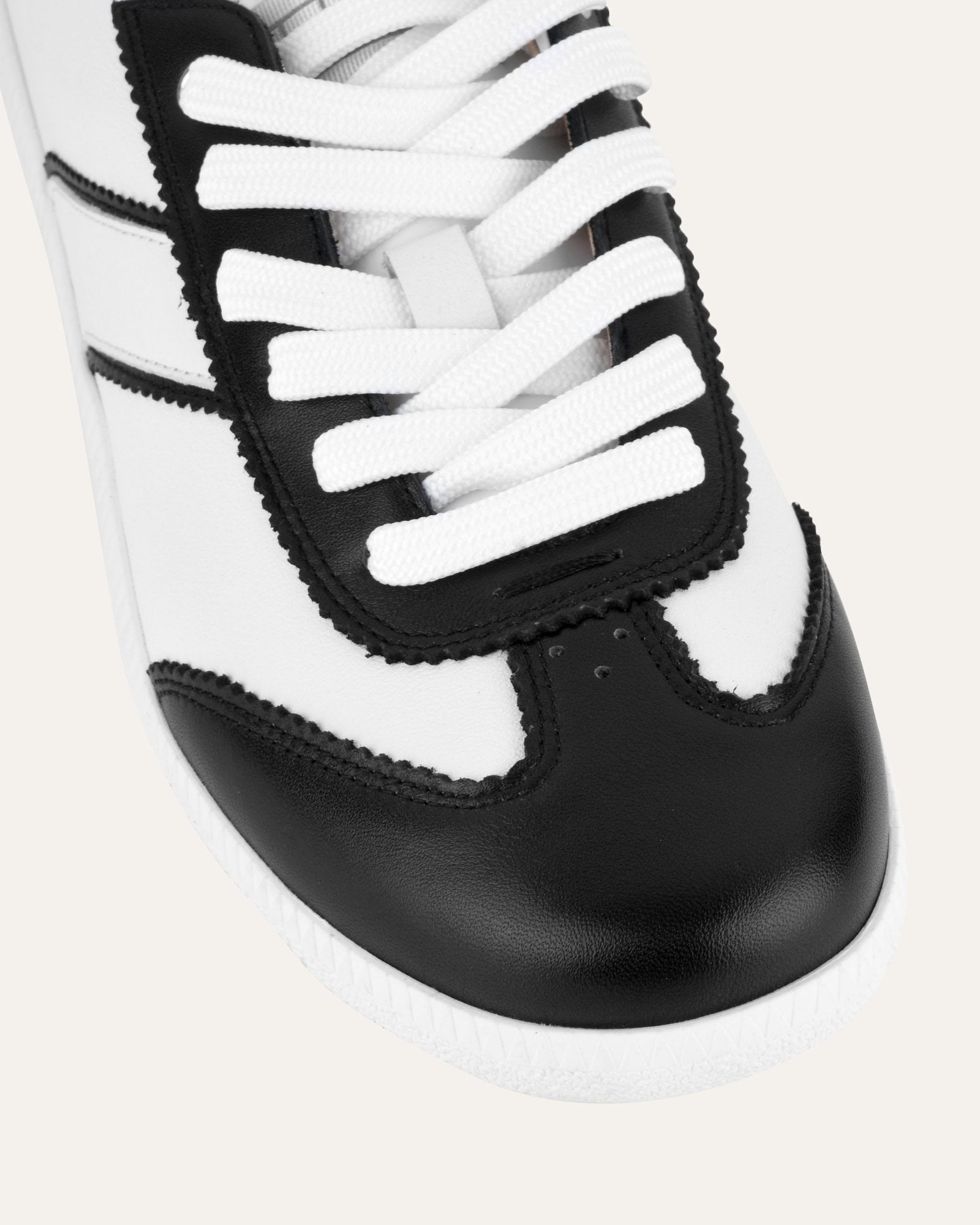 LOLA Black & White Leather Sneakers for Women - Comfortable Casual Walking Shoes for Daily Wear, Gym, and Travel