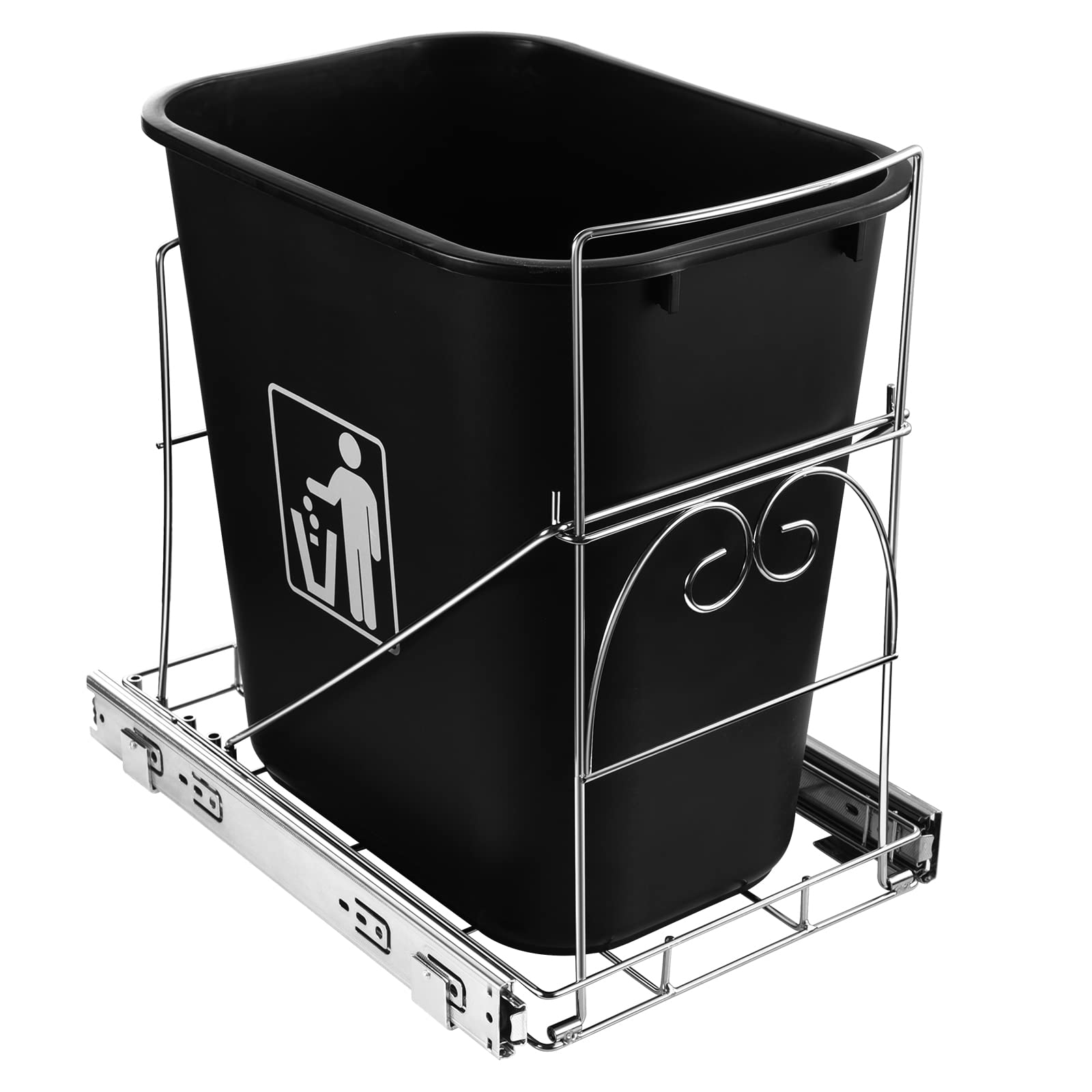 Ormeli Pull Out Trash Can Under Cabinet - Adjustable Slide-Out Garbage Shelf for Kitchen, Roll-Out Waste Bin Rack Under Sink/Pantry (Trash Can Not Included) | Perfect for Small Kitchens & Space Saving Storage Solutions