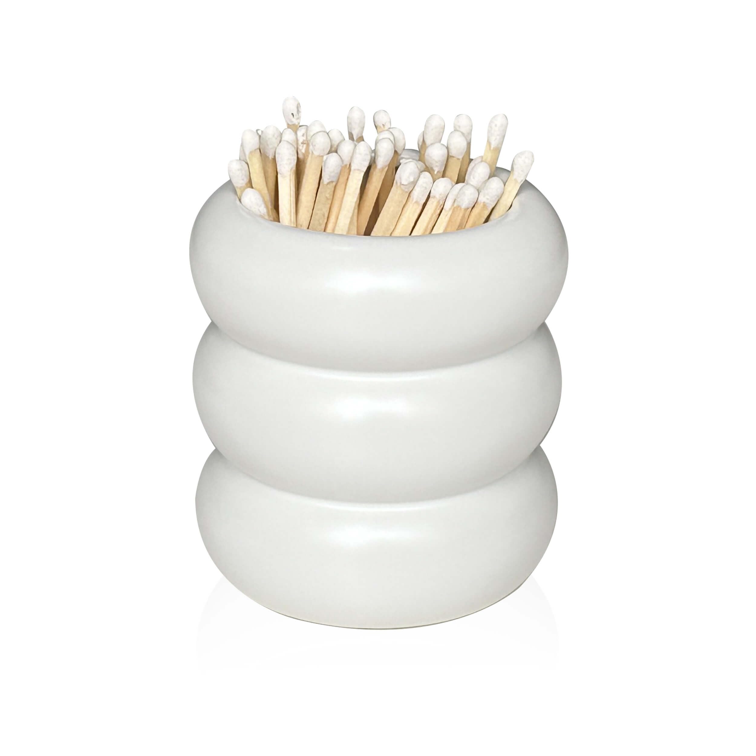 Decorative Ceramic Match Holder with Striker - Large Size for Long Matches Bulk (Sold Without Matches) - Perfect for Fireplaces, Candles & Outdoor Camping