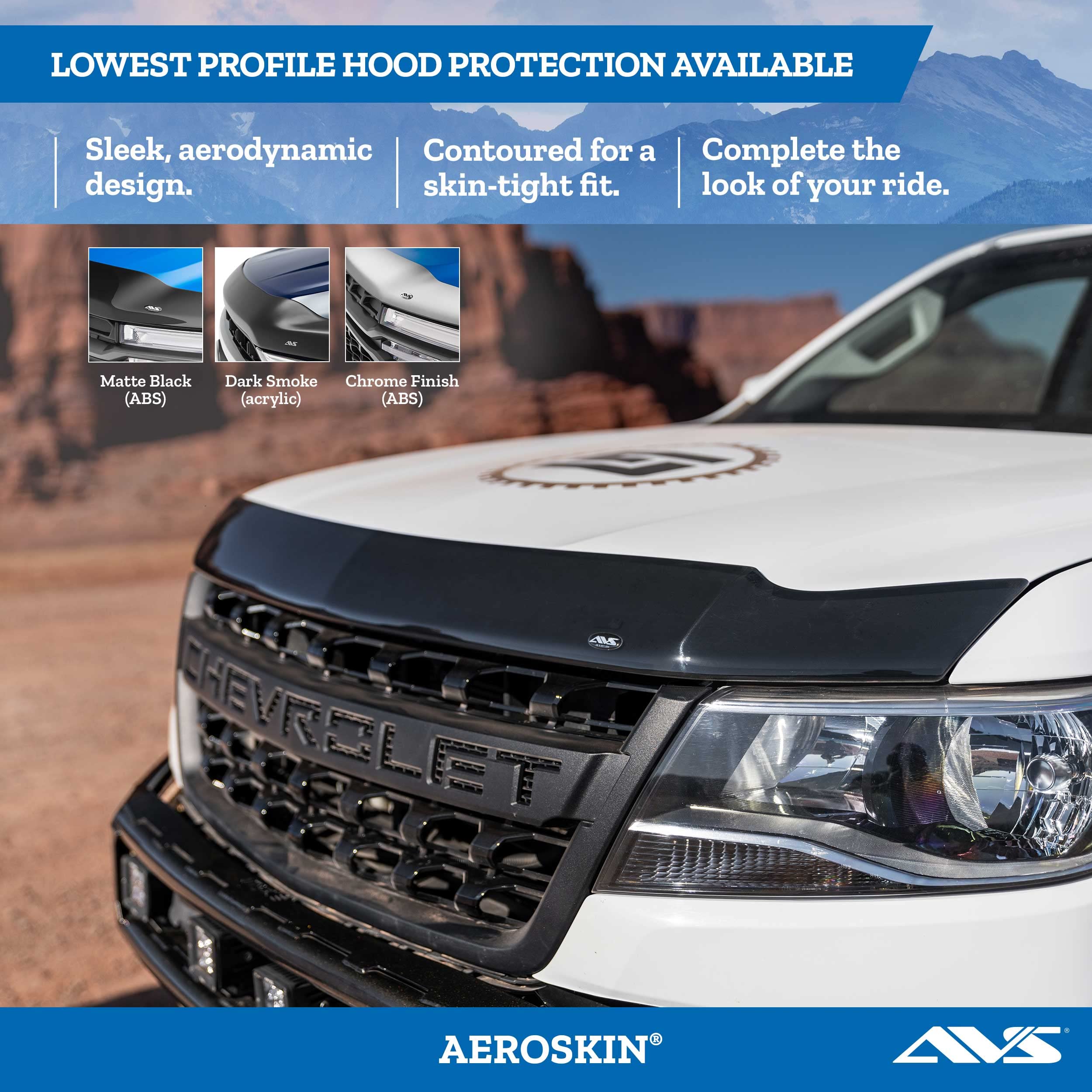 AVS Aeroskin Hood Protector for 2022-2025 Nissan Pathfinder - Low Profile Smoke Bug Shield & Wind Deflector (1-Piece) | Durable Protection Against Road Debris & Insects | Perfect for Highway Driving & Off-Road Adventures