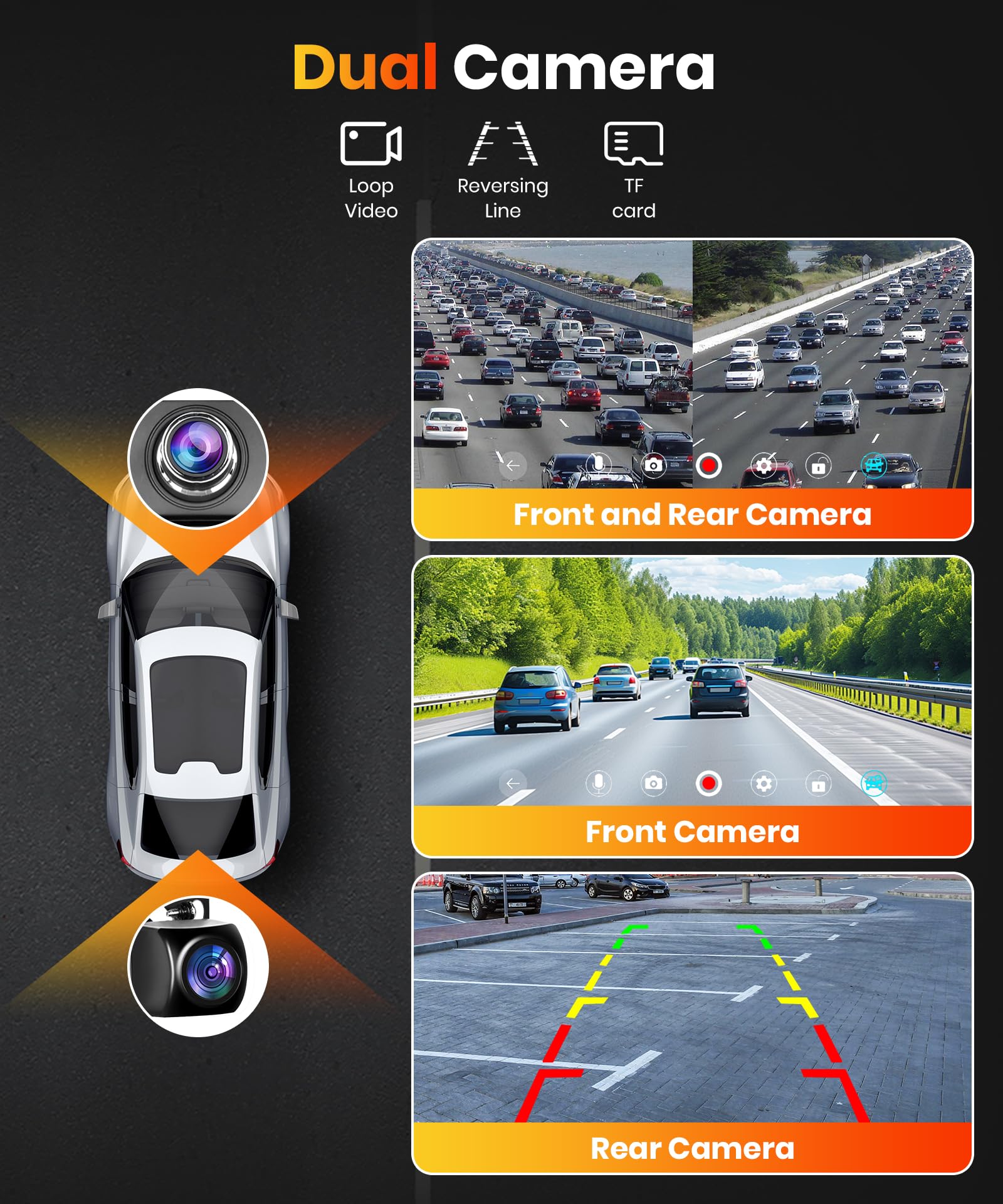 10.26 Inch Wireless CarPlay & Android Auto Screen for Car - HD IPS Touchscreen with Built-in Dash Cam & Rear Backup Camera, Dual Bluetooth, GPS, AUX, 64GB TF Card - Perfect for Safer Driving & Hands-Free Navigation
