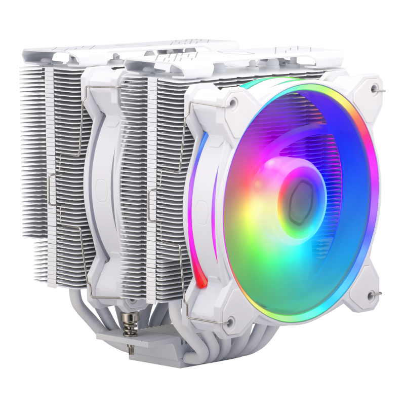 Cooler Master Hyper 622 Halo White ARGB CPU Cooler - Dual Tower Air Cooler with 6 Heat Pipes, 120mm PWM Fan, AMD & Intel Compatible - Perfect for Gaming PCs & High-Performance Workstations