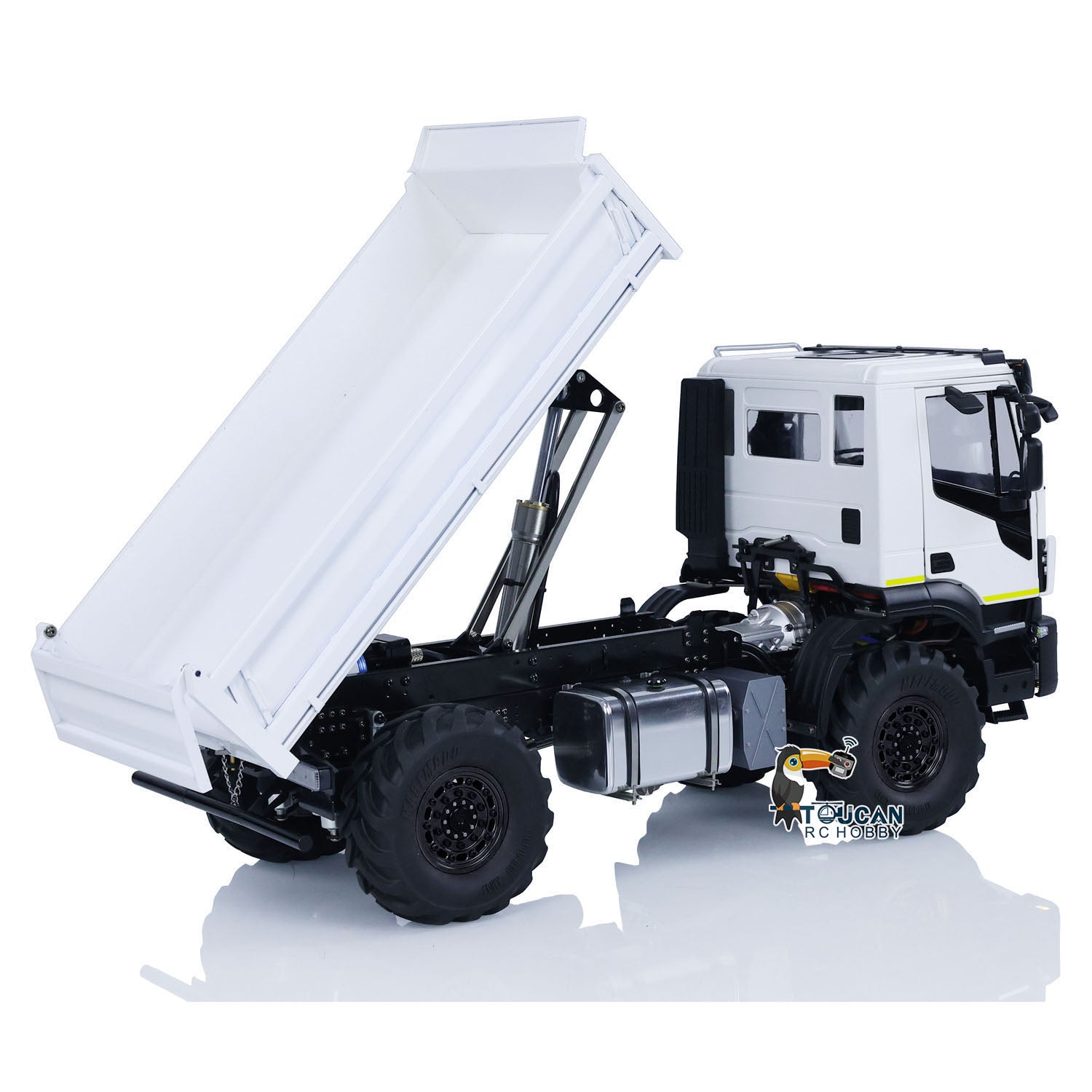 1/14 Scale Metal 4x4 RC Hydraulic Dump Truck - Remote Controlled Electric Tipper Dump Truck with Realistic Emulation | Hobby Model Car for Off-Road Play & Construction Site Simulation