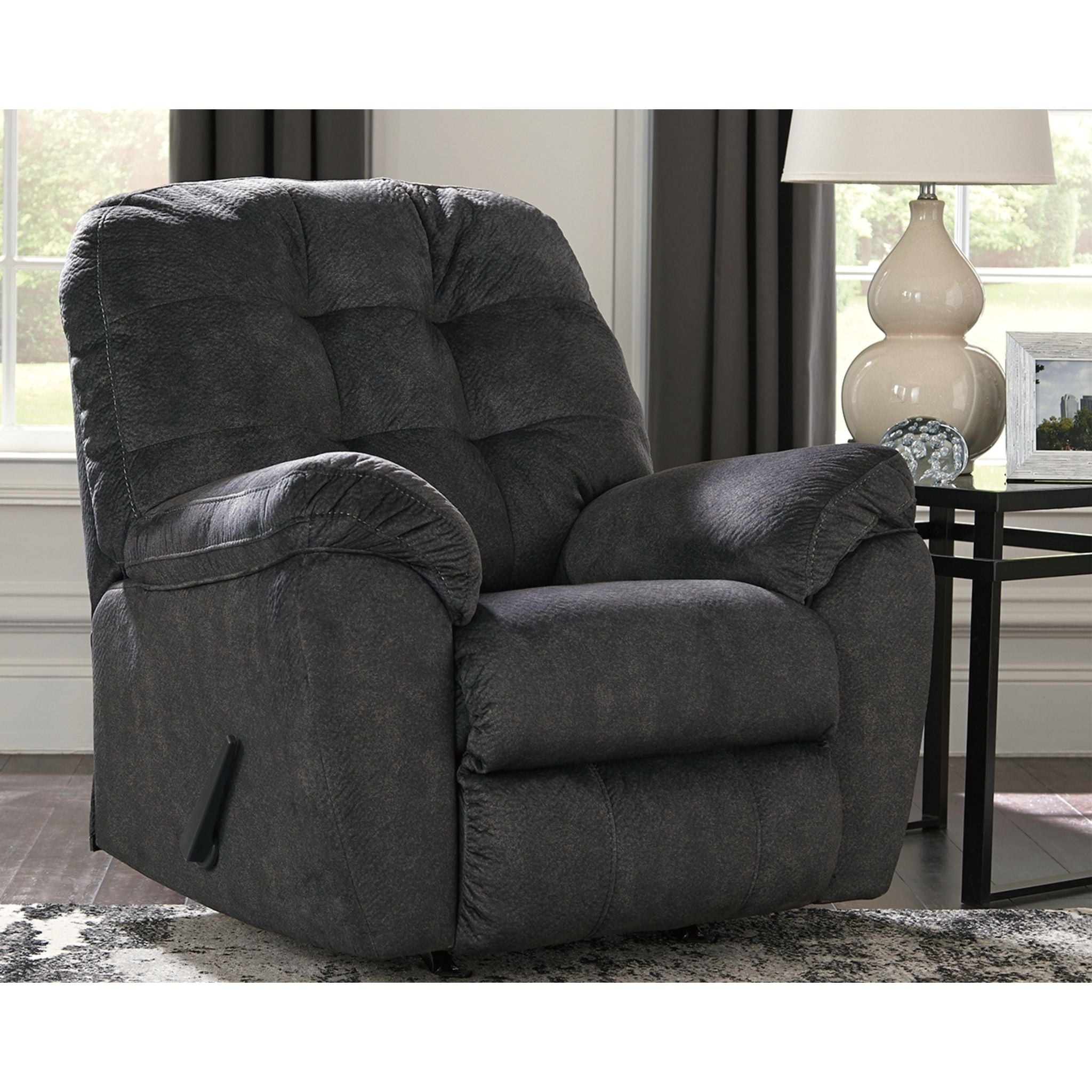 Accrington Rocker Recliner Chair - Granite Fabric - Comfortable Rocking & Reclining Living Room Furniture for Relaxation, Nursing, and Reading