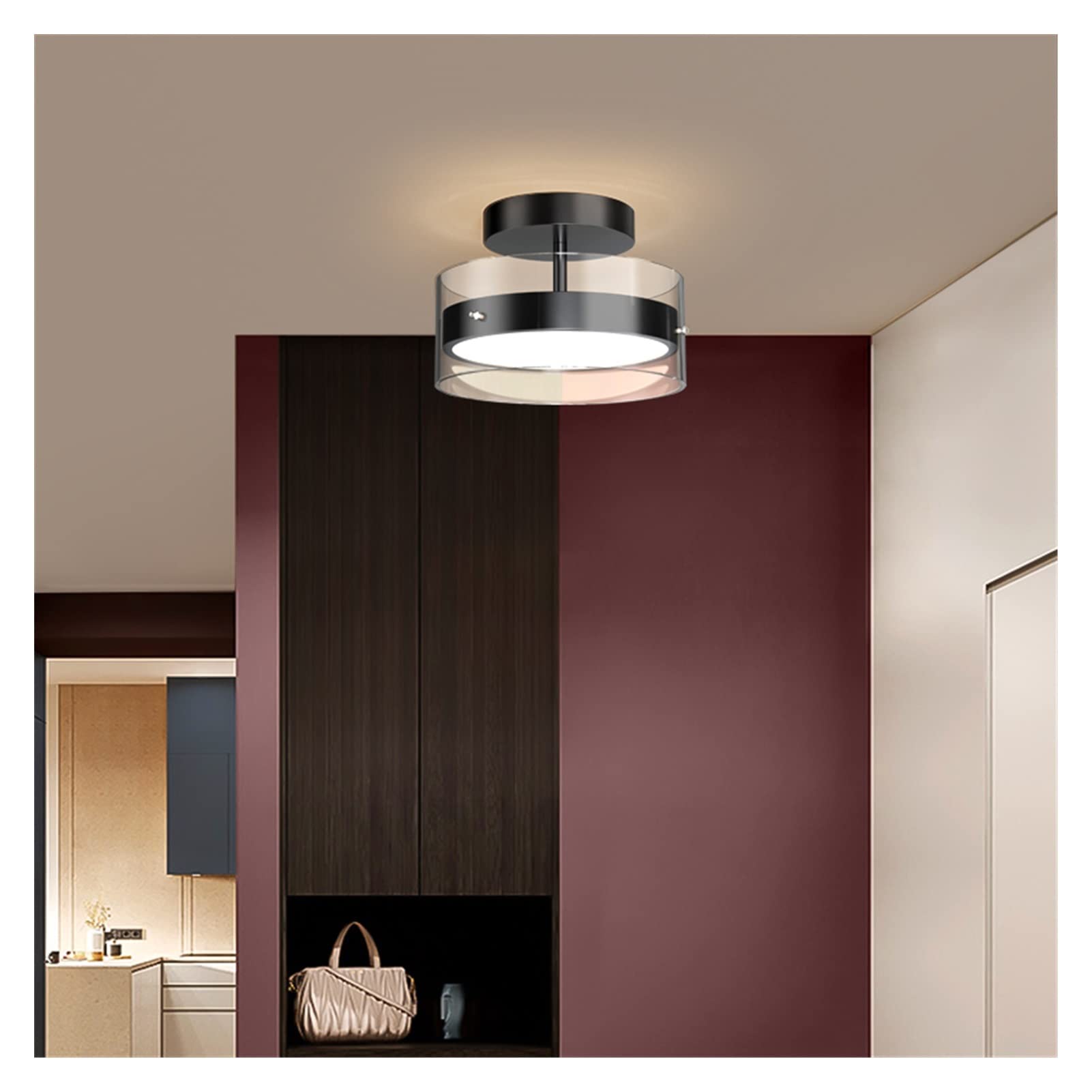 Modern LED Chandelier Ceiling Light - Gold & Black Small Pendant Lamp for Bedroom, Cloakroom, Balcony & Aisle - Warm White Lighting (110V) - Perfect for Home Decor & Ambient Lighting