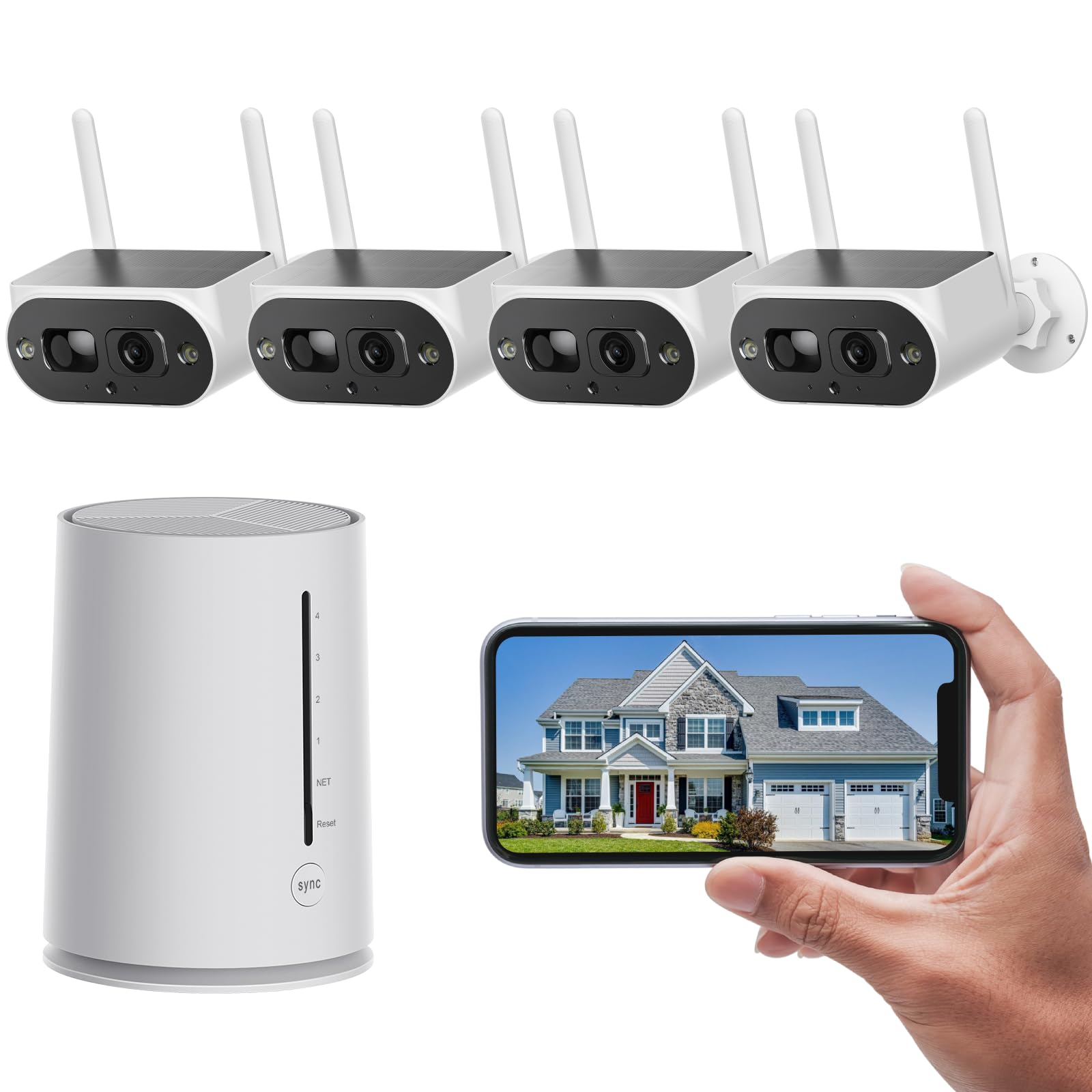 2.5K Solar Security Camera Outdoor Wireless - 4MP HD Solar Powered Home Security System with AI Motion Detection, Spotlight, 2-Way Audio, No Monthly Fee - Ideal for Backyard, Garage & Front Door Surveillance