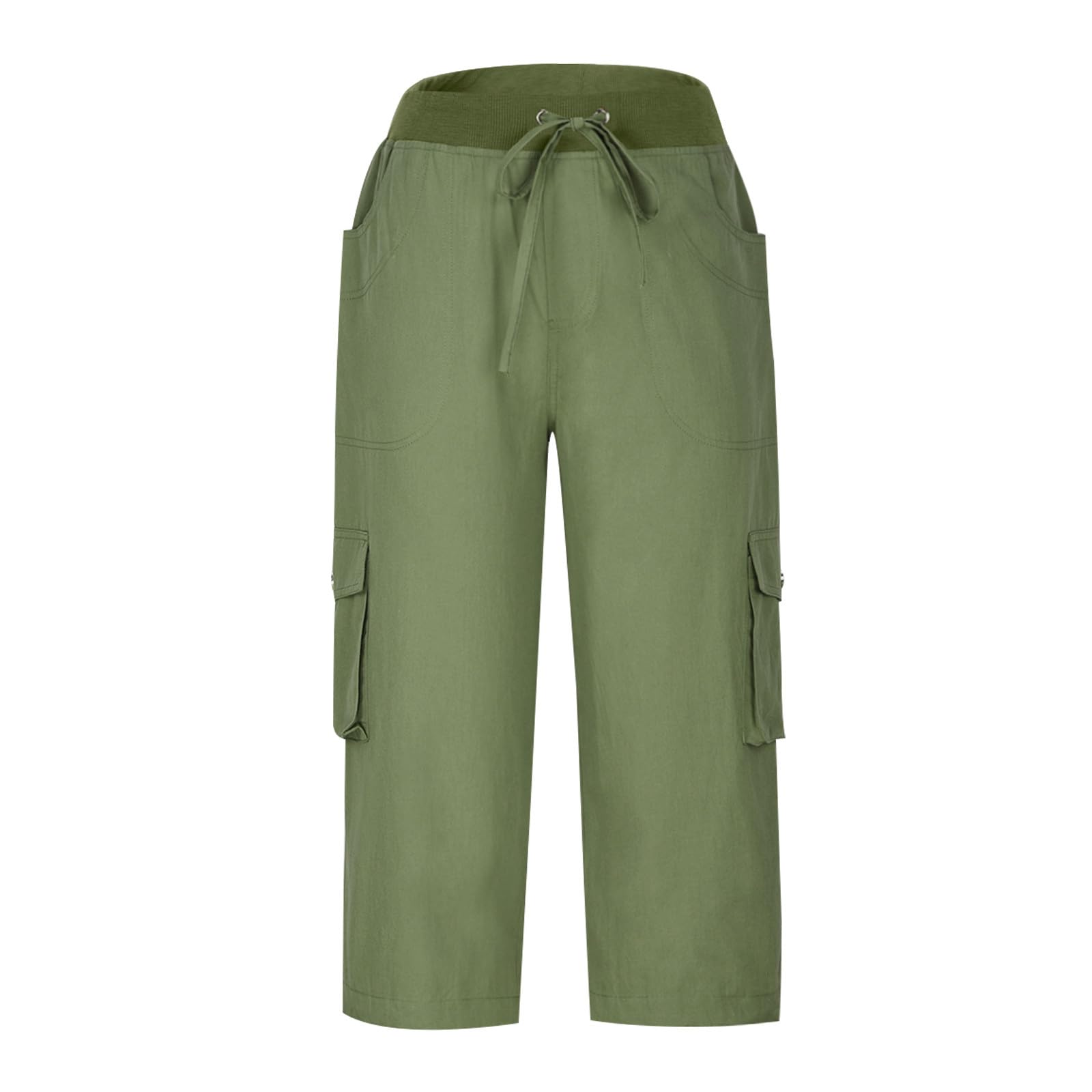 Women's Cargo Capri Pants - Summer Outdoor Beach Hiking Cropped Pants with Elastic Waist & Multiple Pockets | Perfect for Travel, Casual Wear & Outdoor Activities