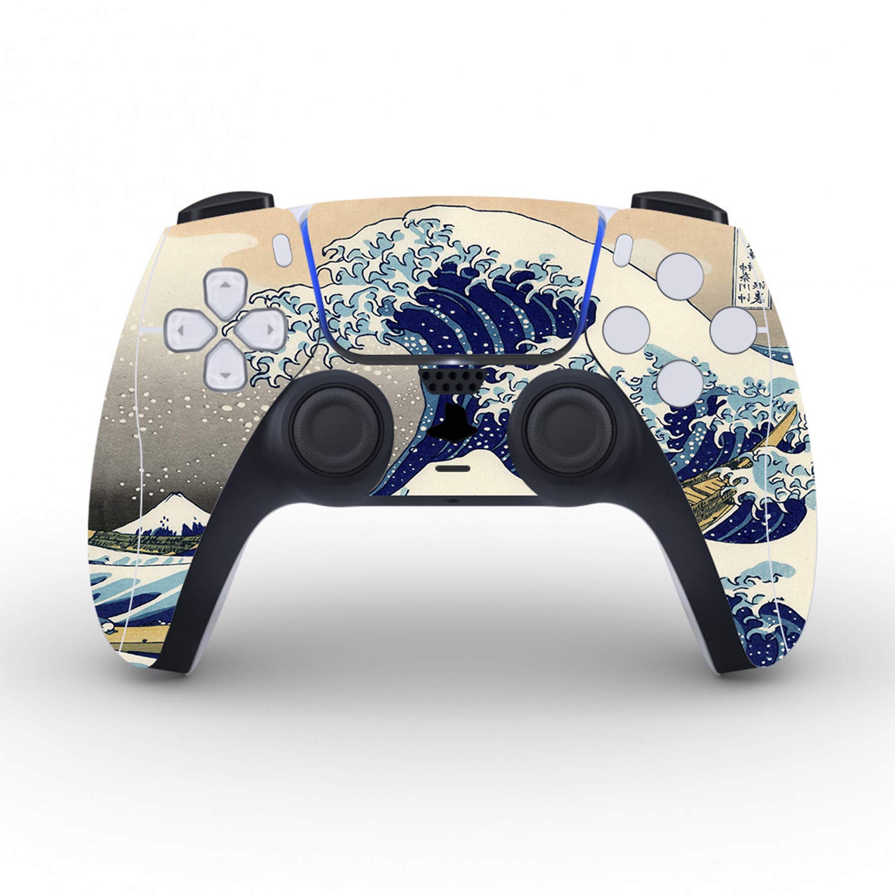 PlayVital The Great Wave Full Skin Decal Set for PS5 Console Disc Edition - Protective Vinyl Stickers for PS5 Controller, Charging Station, Headset & Media Remote - Japanese Wave Art Design for Gaming Setup & Home Decor