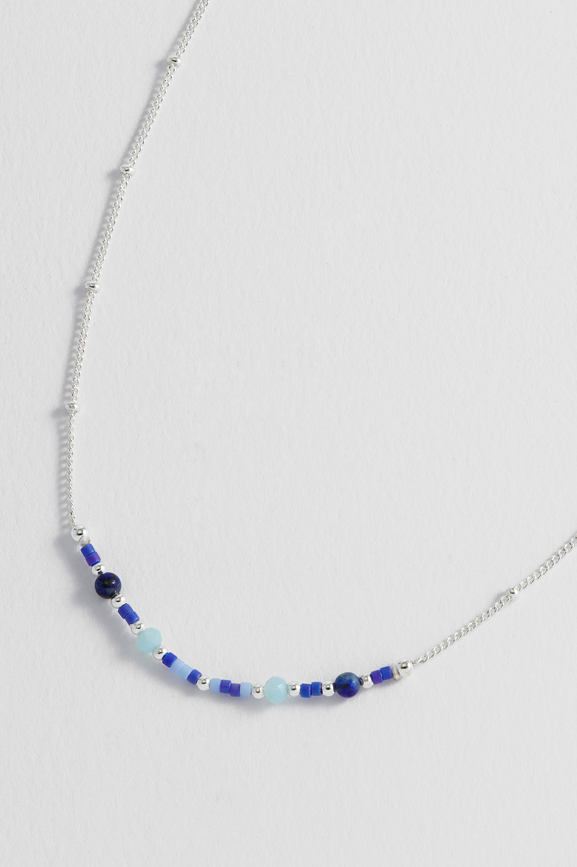 Mini Blue Beaded Chain Necklace for Women - Dainty Layering Jewelry Gift for Her - Perfect for Everyday Wear, Date Night & Special Occasions