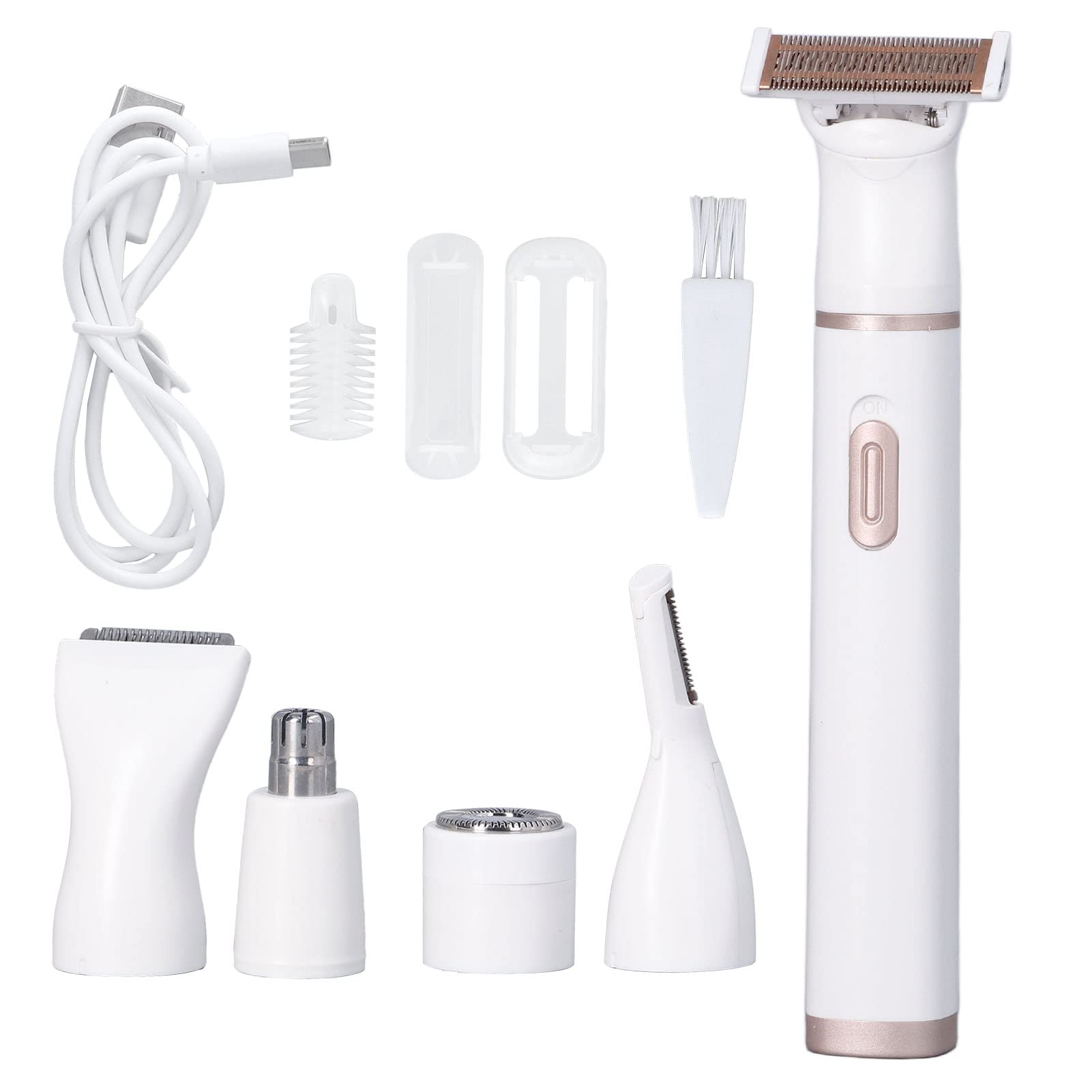 5-in-1 Electric Razor for Women - Rechargeable Lady Shaver & Facial Hair Remover for Eyebrows, Nose & Body - Detachable Waterproof Trimmer for Smooth Skin at Home or Travel