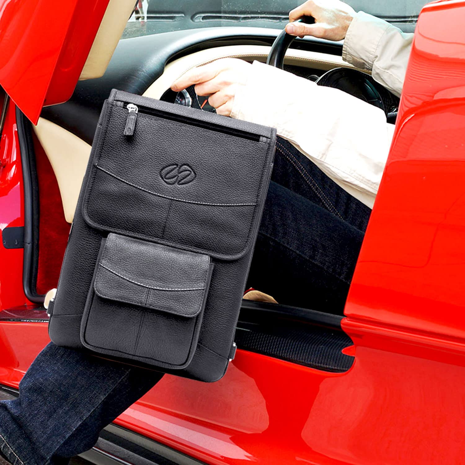 Premium Leather Crossbody Bag & Backpack for MacBook Air 15 & Pro 13-15 Inch | Stylish Protective Laptop Case for Apple MacBook | Perfect for Work, Travel & College Campus Use