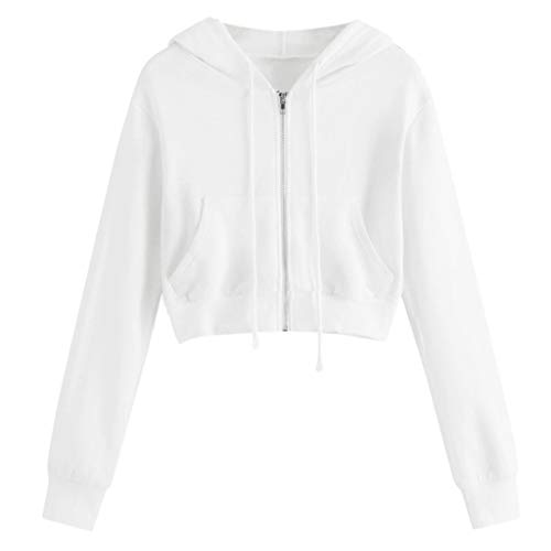 Women's Solid Color Hooded Zip-Up Sweatshirt with Pockets - Long Sleeve Casual Blouse for Everyday Wear, Work & Travel