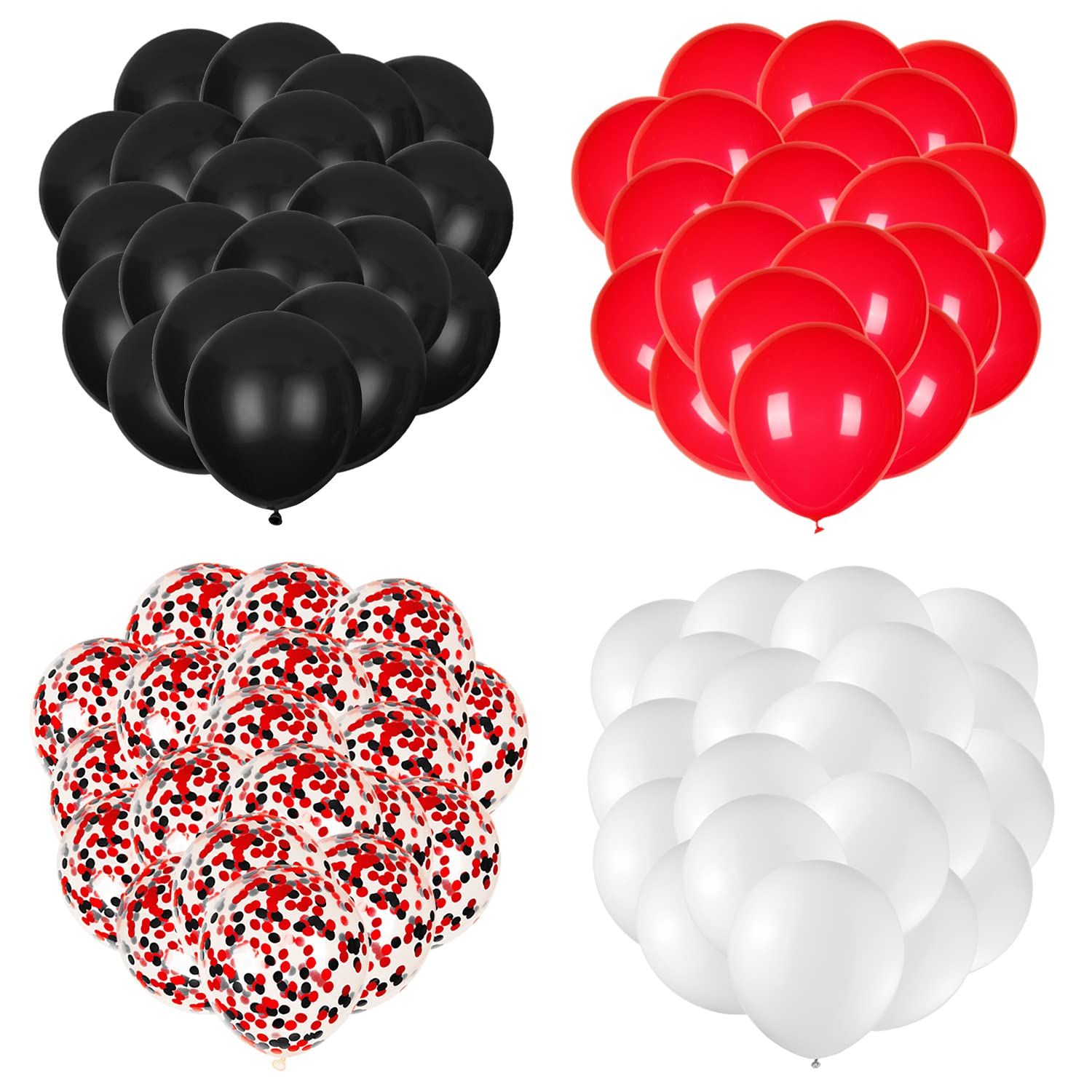 JOYYPOP 80Pcs Red White & Black Latex Balloons with Confetti - Graduation, Casino, Race Car Party Decorations | Perfect for Poker Night, Birthday Celebrations & Themed Events
