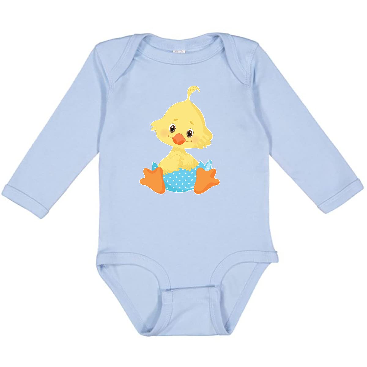 Inktastic Cute Easter Chick in Blue Easter Egg Long Sleeve Baby Bodysuit - Perfect for Easter Outfits, Spring Photoshoots & Holiday Celebrations