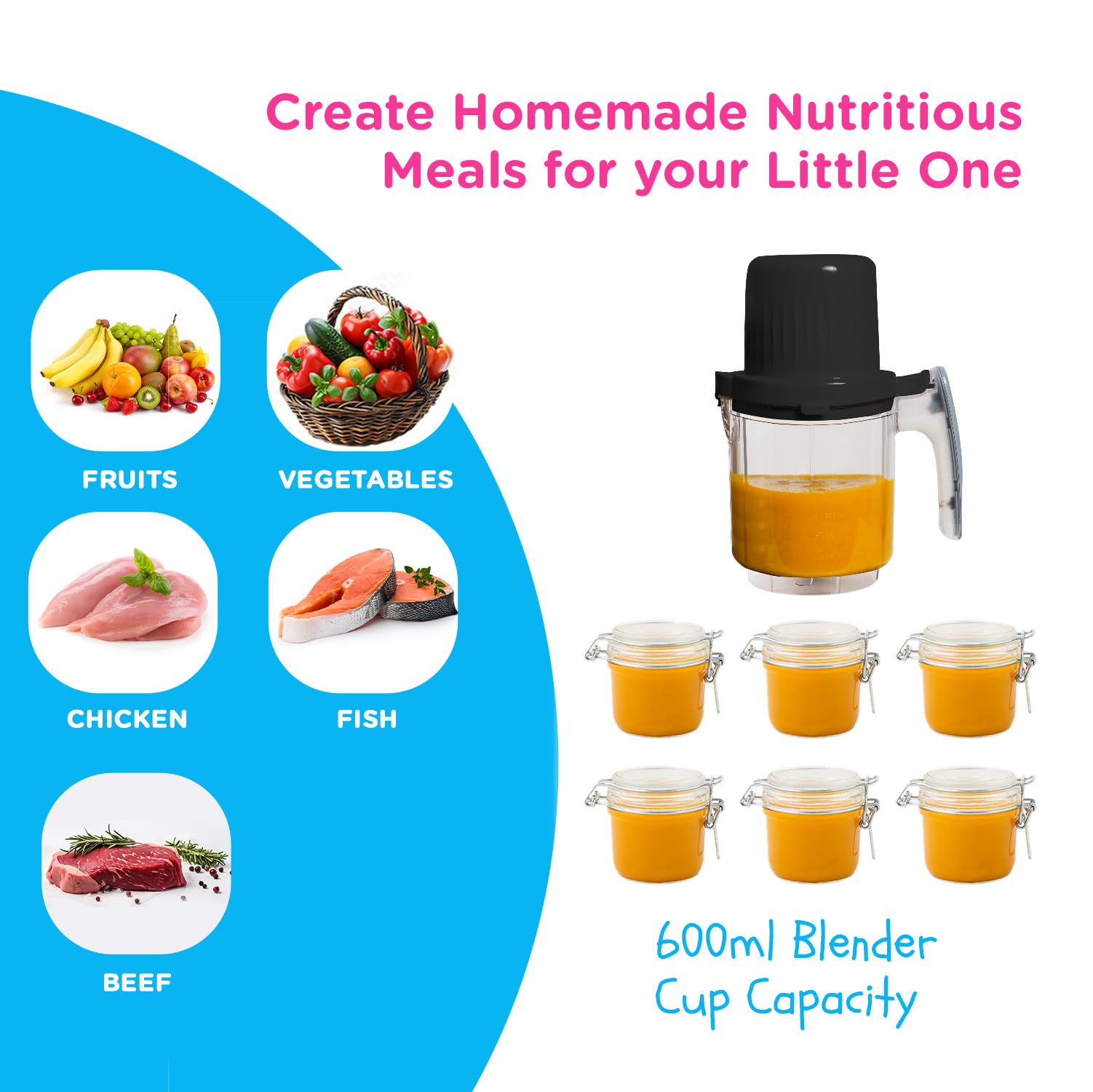 EVLA'S Double Baby Food Maker with 2 Steaming Baskets - 6-in-1 Steamer, Blender, Grinder & Food Processor for Healthy Homemade Baby Food - Touch Screen Control with 6 Reusable Food Pouches (Dark Grey) - Perfect for Busy Parents & Quick Meal Prep