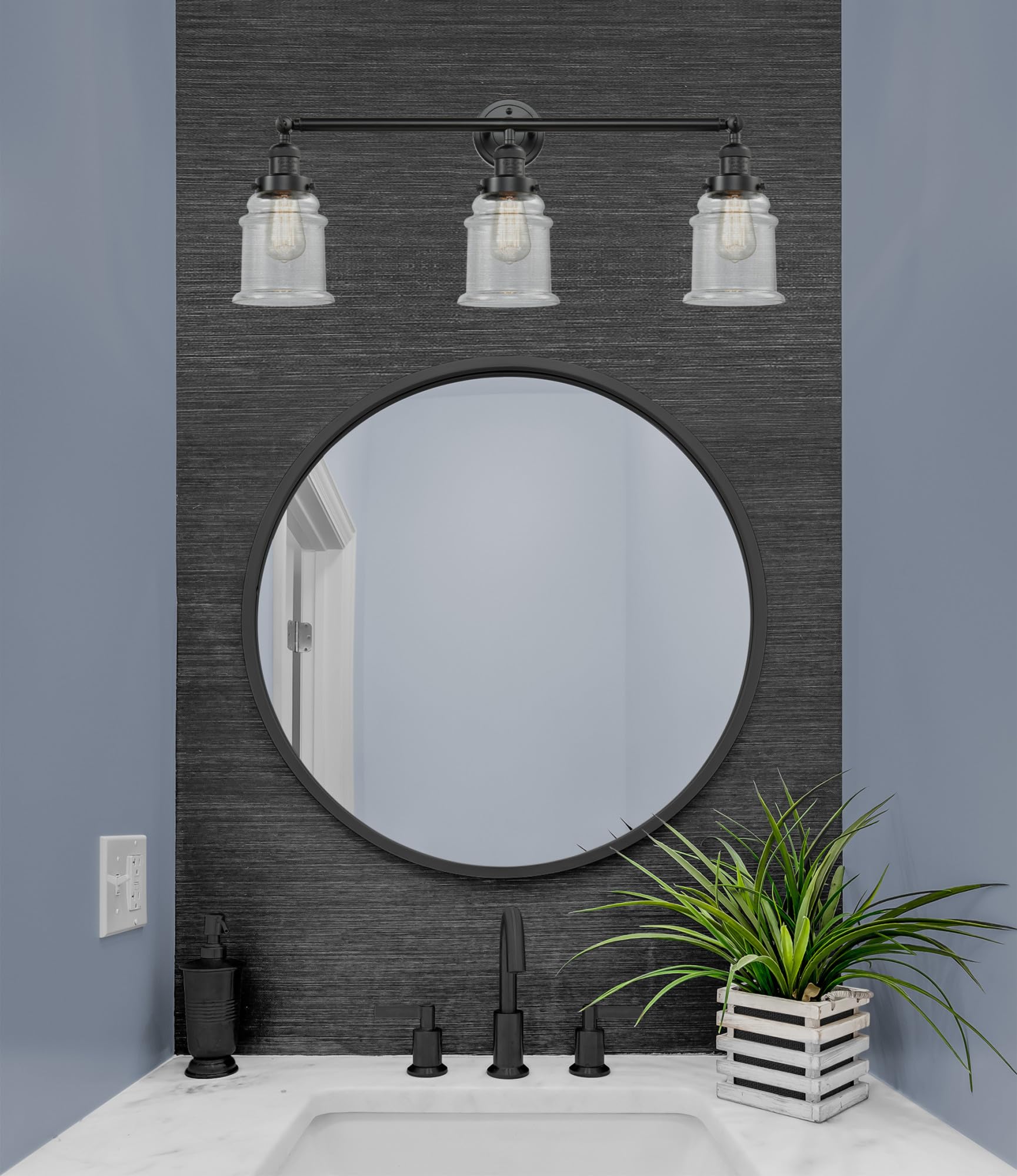 Franklin Restoration Collection 205-OB-G181 3-Light Bathroom Vanity Light Fixture in Antique Bronze - Perfect for Modern and Traditional Bathroom Decor