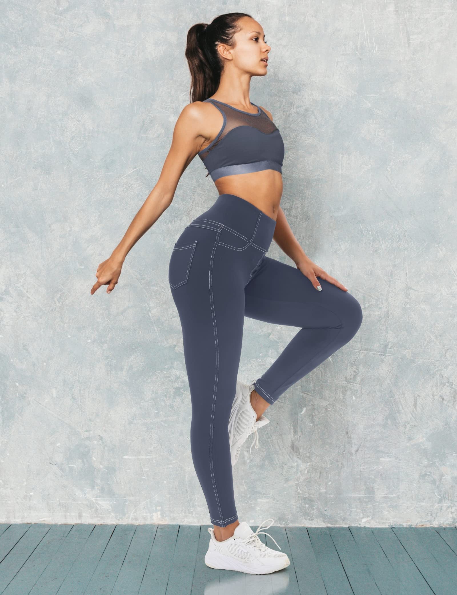 VOOVEEYA Women's High Waist Jeggings with Pockets - Tummy Control Stretchy Denim Leggings for Plus Size | Perfect for Yoga, Workout & Casual Wear