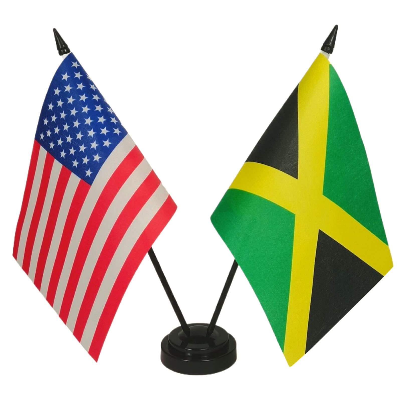 Miniature USA & Jamaica Friendship Table Flags Set - American and Jamaican Desk Flags for Office, Home Decor, Room Display - Perfect for International Events, Cultural Celebrations, and Diplomatic Gifts