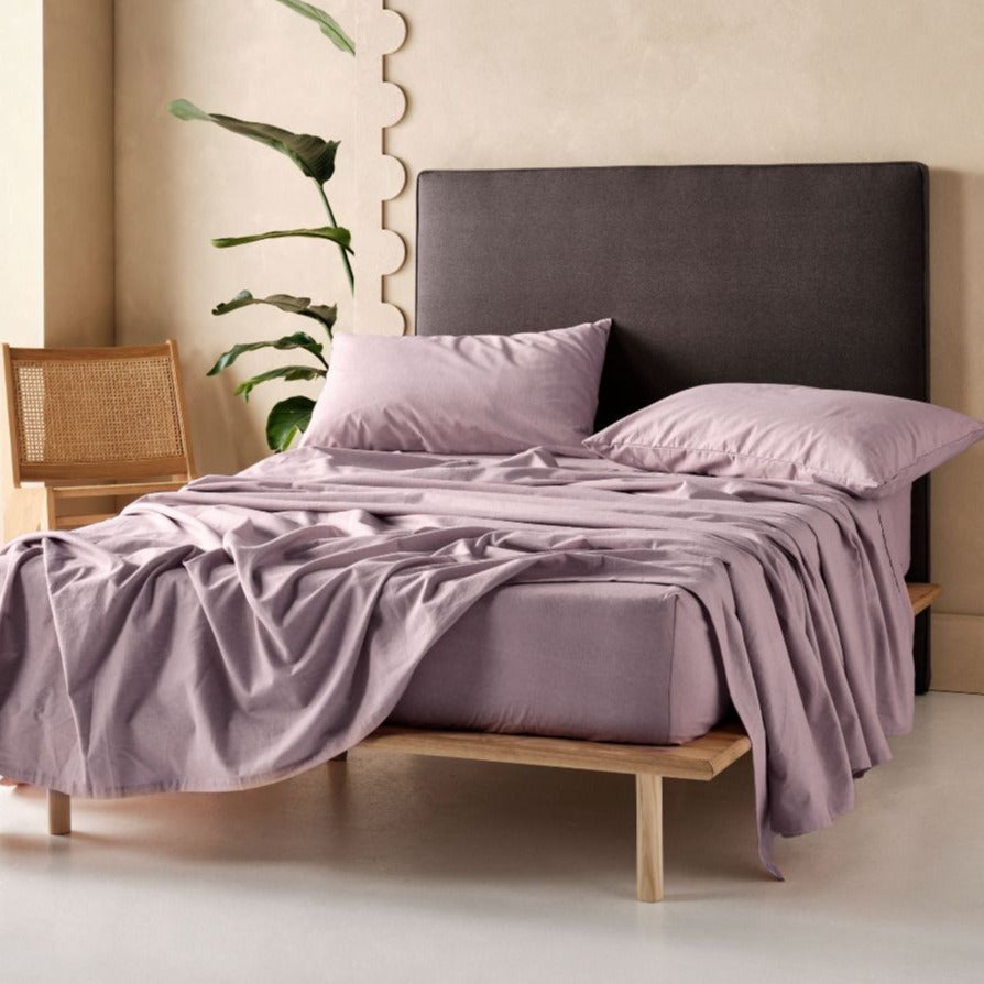 Premium Flannelette Plain Dyed Lavender Bed Sheet Set - Soft & Cozy Queen Size 4-Piece Set by LINEN HOUSE - Perfect for Winter Nights & Cozy Bedroom Decor