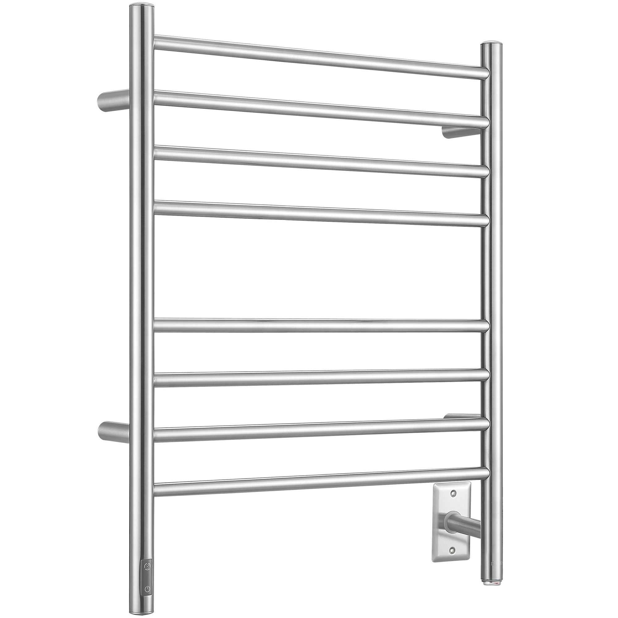 Premium Brushed Stainless Steel 8-Bar Wall Mounted Towel Warmer with Built-In Timer - Perfect for Bathrooms, Spas & Luxury Homes