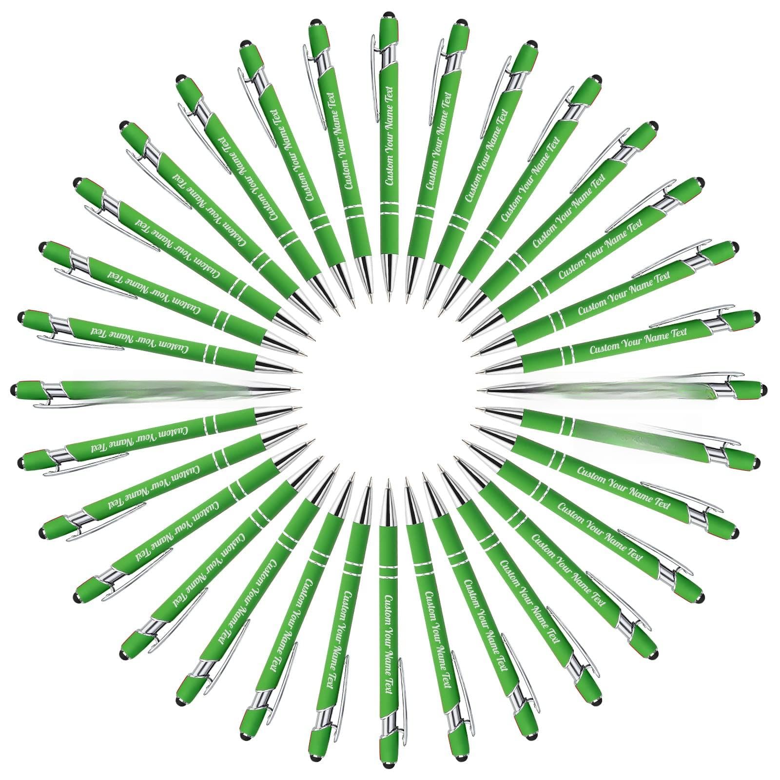 50 Pack Custom Engraved Ballpoint Pens with Business Name & Logo - Personalized Office & Promotional Gifts - Soft Black Ink Stylus Touch Metal Tip - Ideal for Anniversaries, Graduations, Birthdays & Corporate Events