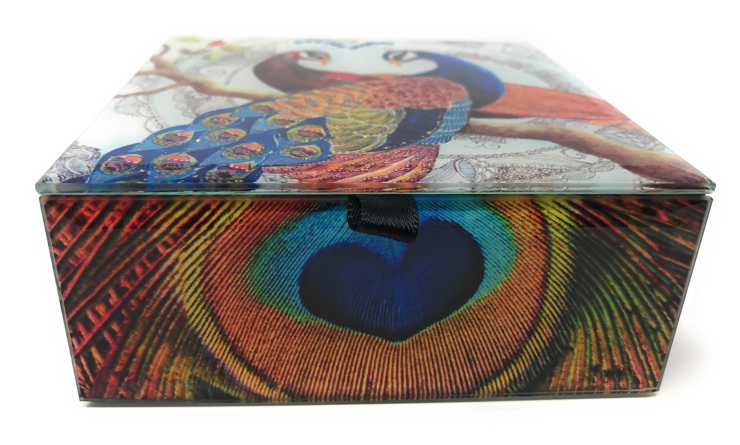 Elegant Glass Keepsake Jewelry Box with Peacock Design - Perfect for Jewelry Storage, Gift Giving & Home Decor
