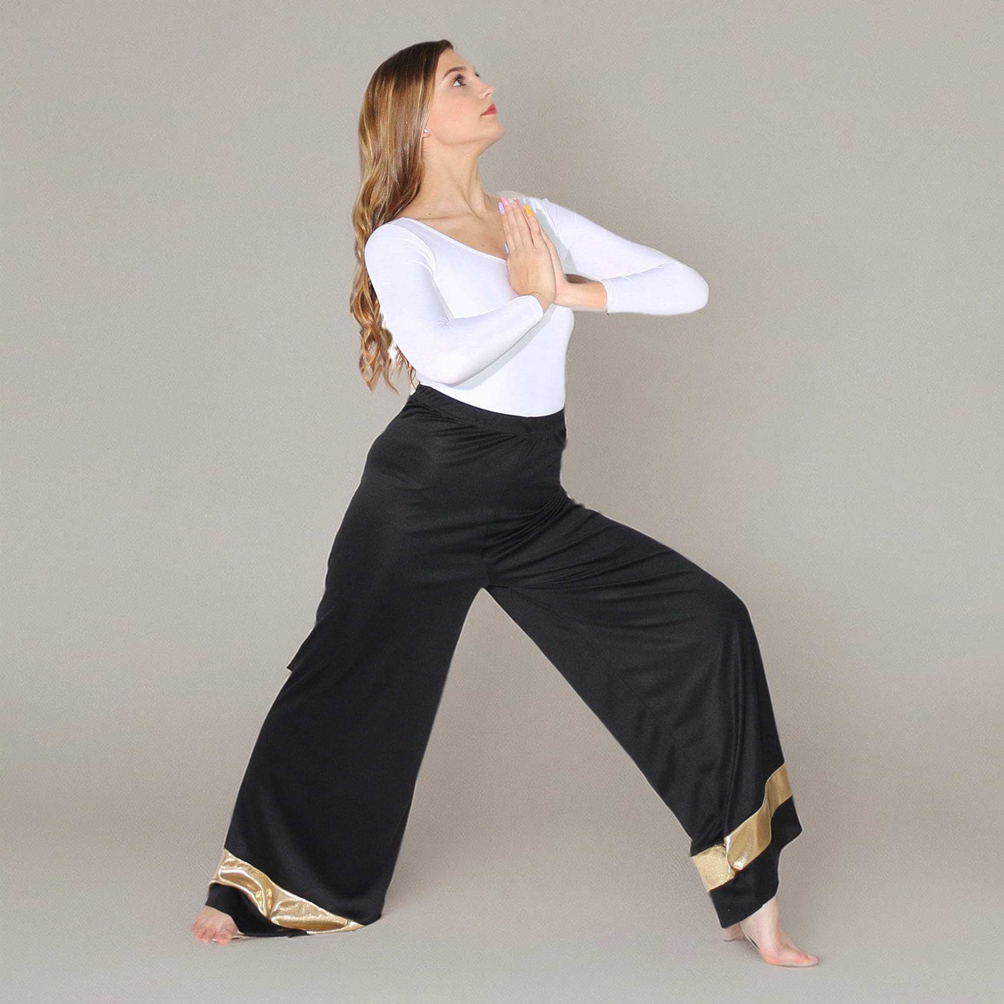 Danzcue Women's Praise Dance Palazzo Pants - Flowy Wide Leg Worship Dance Pants for Church & Performance - Comfortable & Breathable Fabric for Rehearsals & Events